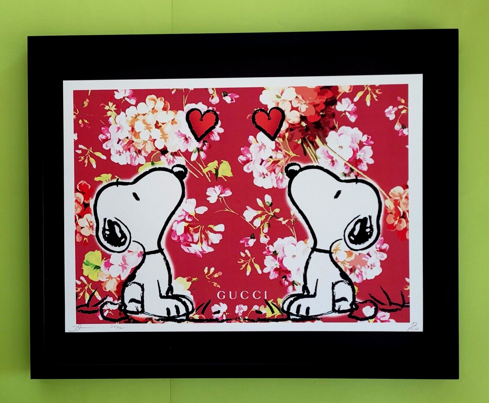 DEATH NYC Hand Signed LARGE Print Framed 16x20in COA SNOOPY HEART GUCCI FL
