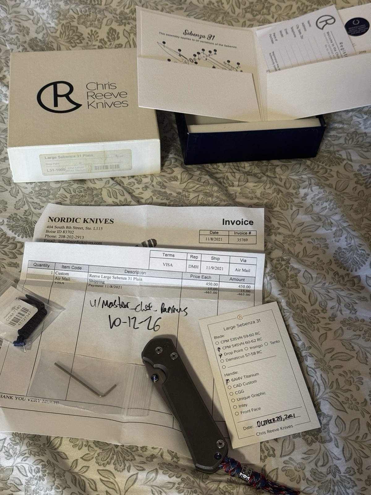 Chris Reeve Knives Large Sebenza 31 CPM S45VN 6Al4V Ti Plain Drop Point Chris Reeve Knives Large Sebenza 31 CPM S45VN 6Al4V Ti Plain Drop Point