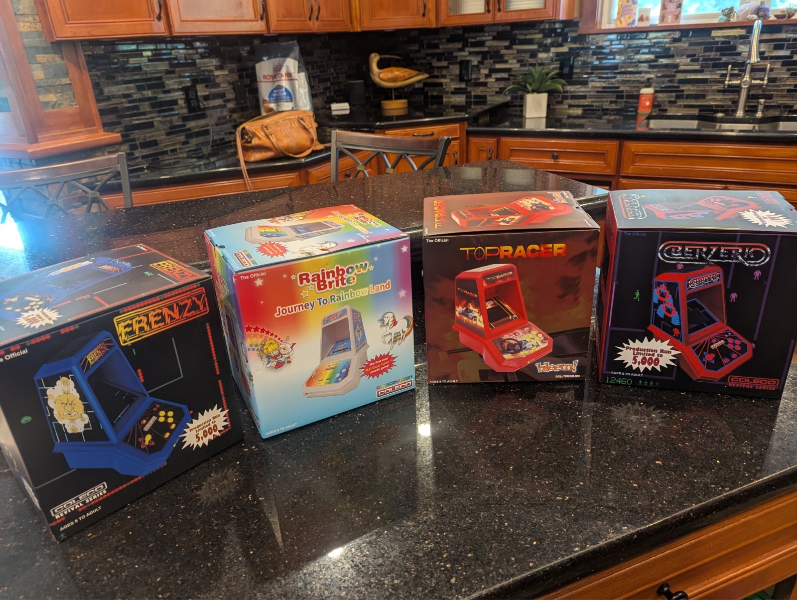 4X Coleco ARCADE Tabletop video game console BERZERK FRENZY TOP RACER  BRAND NEW