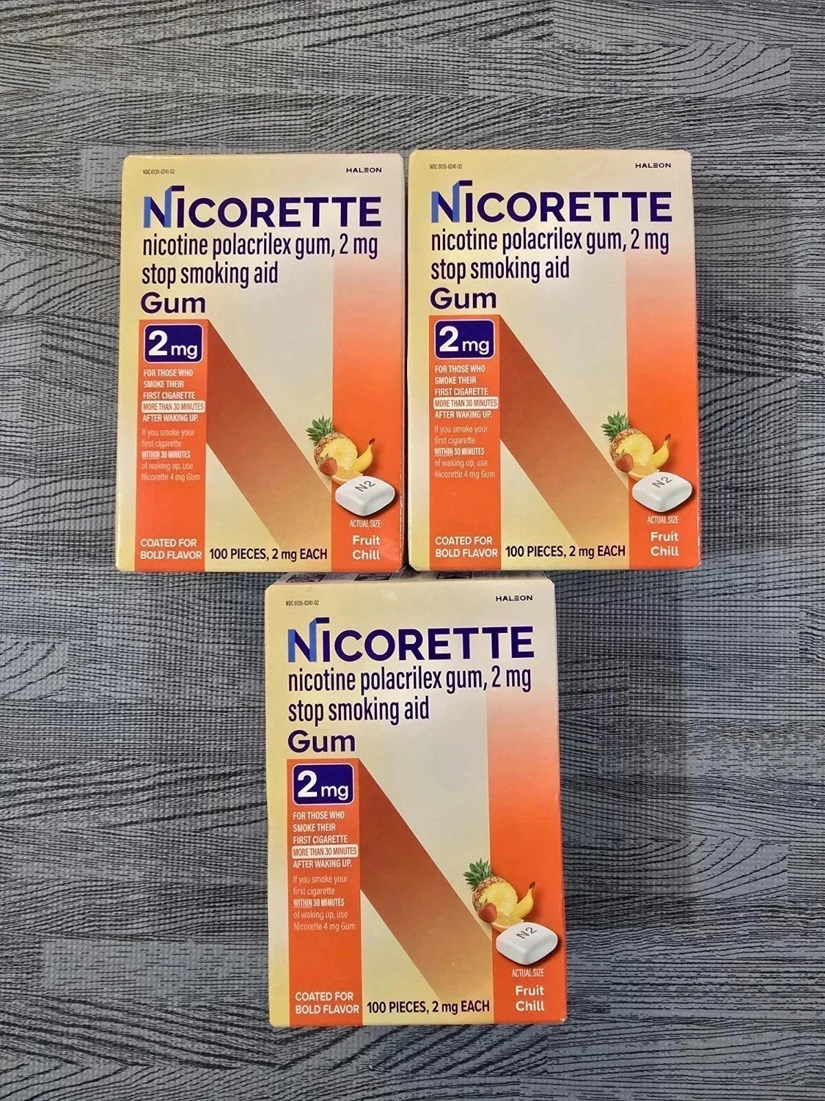 Nicorette Value pack Fruit Chill 2mg Coated Gum 100 Pieces (3 packs) EXP 2028 Nicorette Value pack Fruit Chill 2mg Coated Gum 100 Pieces (3 packs) EXP 2028