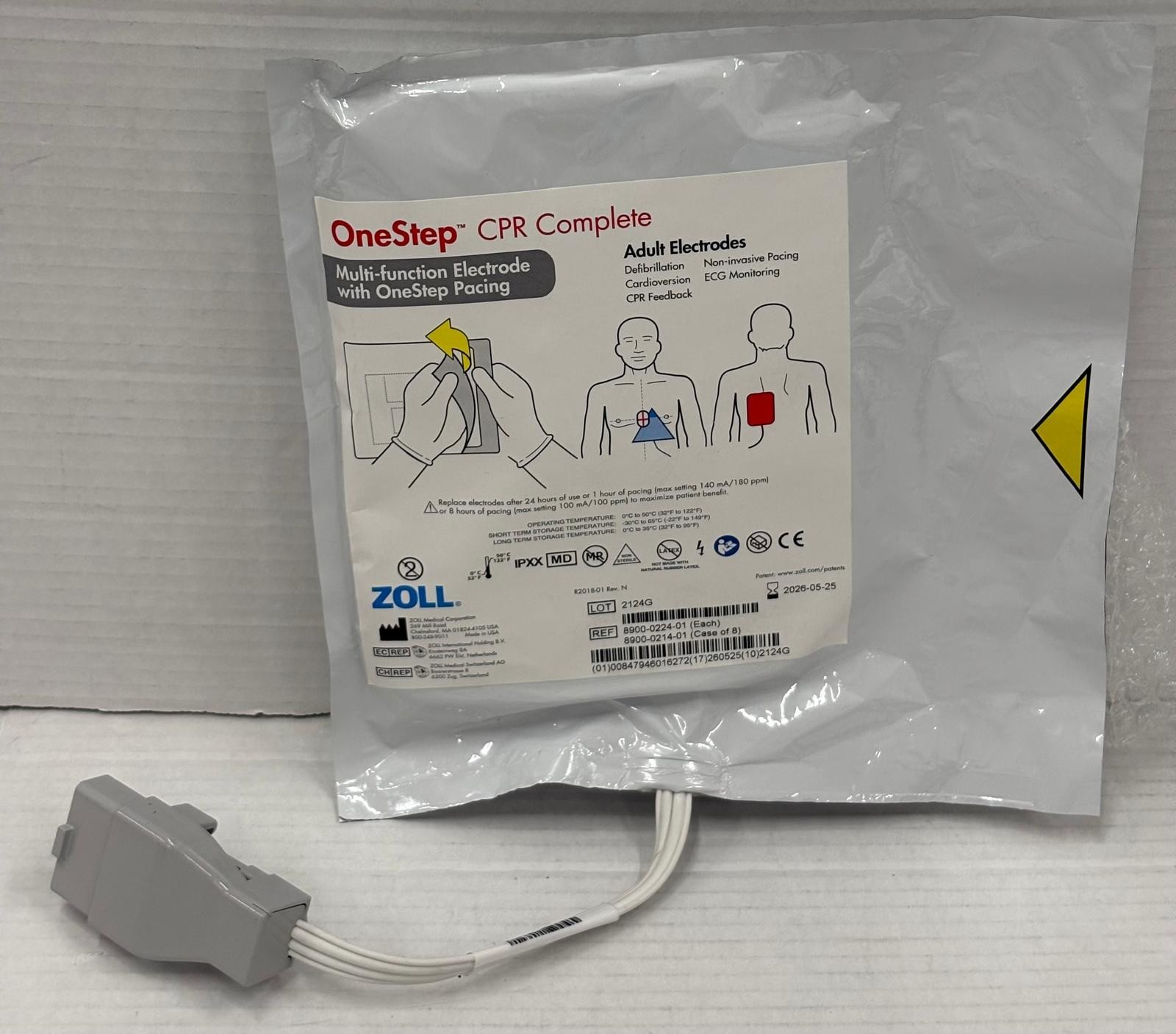 zoll 8900-0224-01 OneStep Complete Resuscitation Electrode exp 2026-12-07