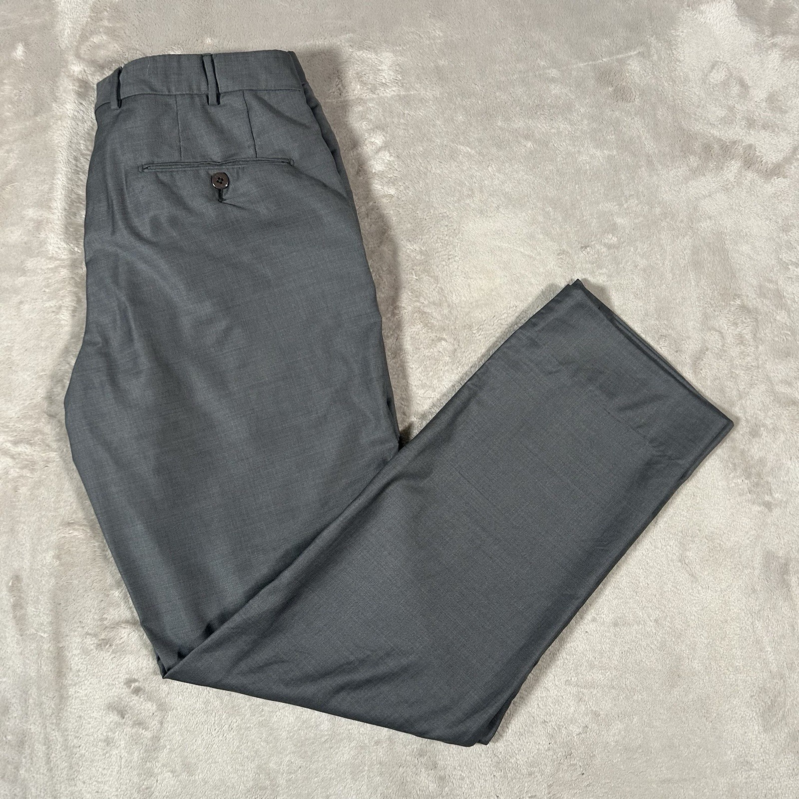 Ermenegildo Zegna Trofeo Mens 32x31 Gray 100% Wool Flat Front Pants Italy 50R Ermenegildo Zegna Trofeo Mens 32x31 Gray 100% Wool Flat Front Pants Italy 50R