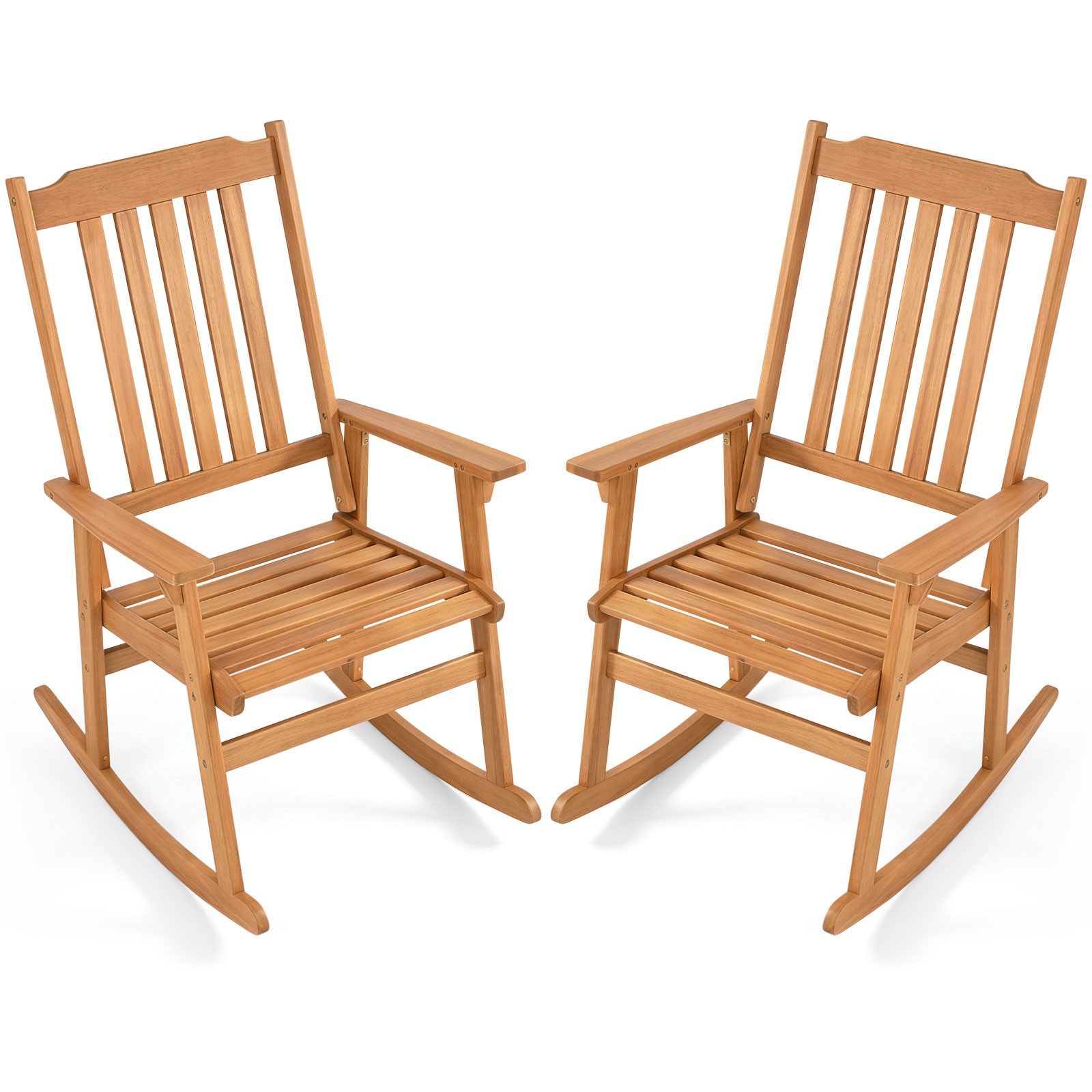 2PCS Outdoor Rocking Chair w/High Back Wide Seat Armrests, 400 LBS Rocker Chair