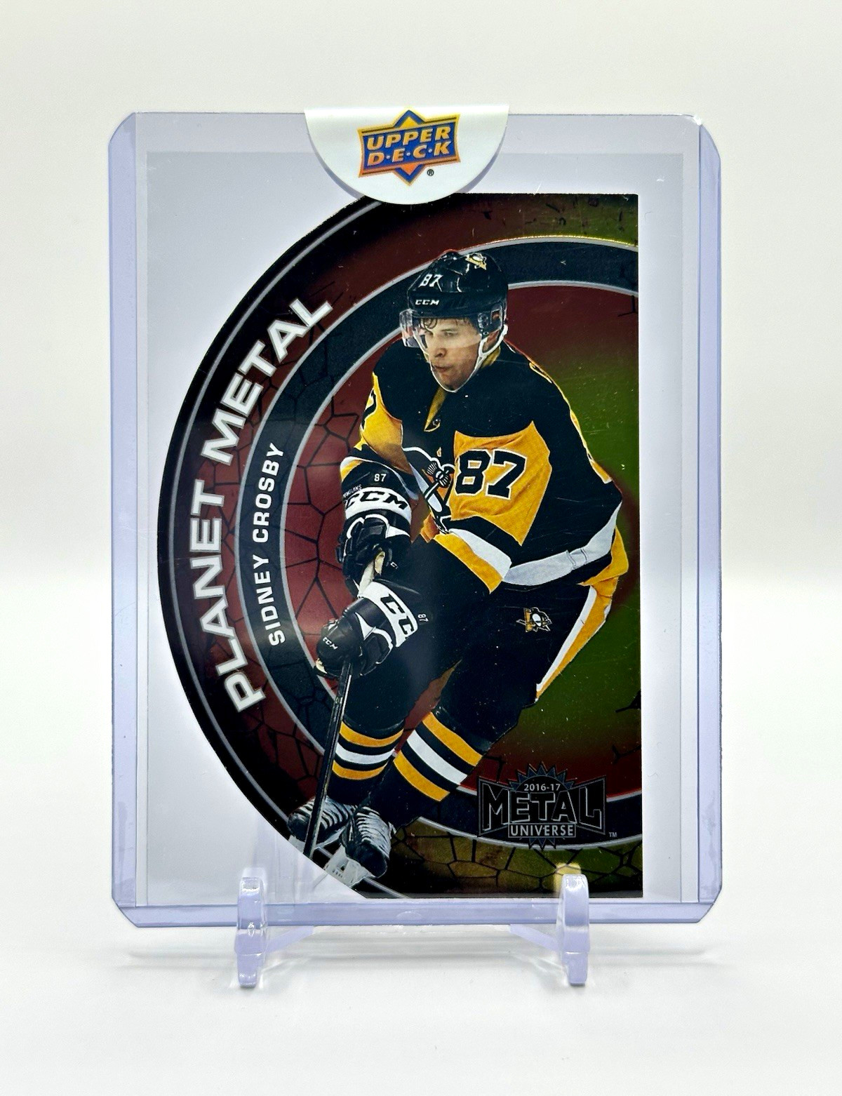 Upper Deck 2016-17 Fleer Showcase Planet Metal Sidney Crosby Penguins #PM15 Upper Deck 2016-17 Fleer Showcase Planet Metal Sidney Crosby Penguins #PM15