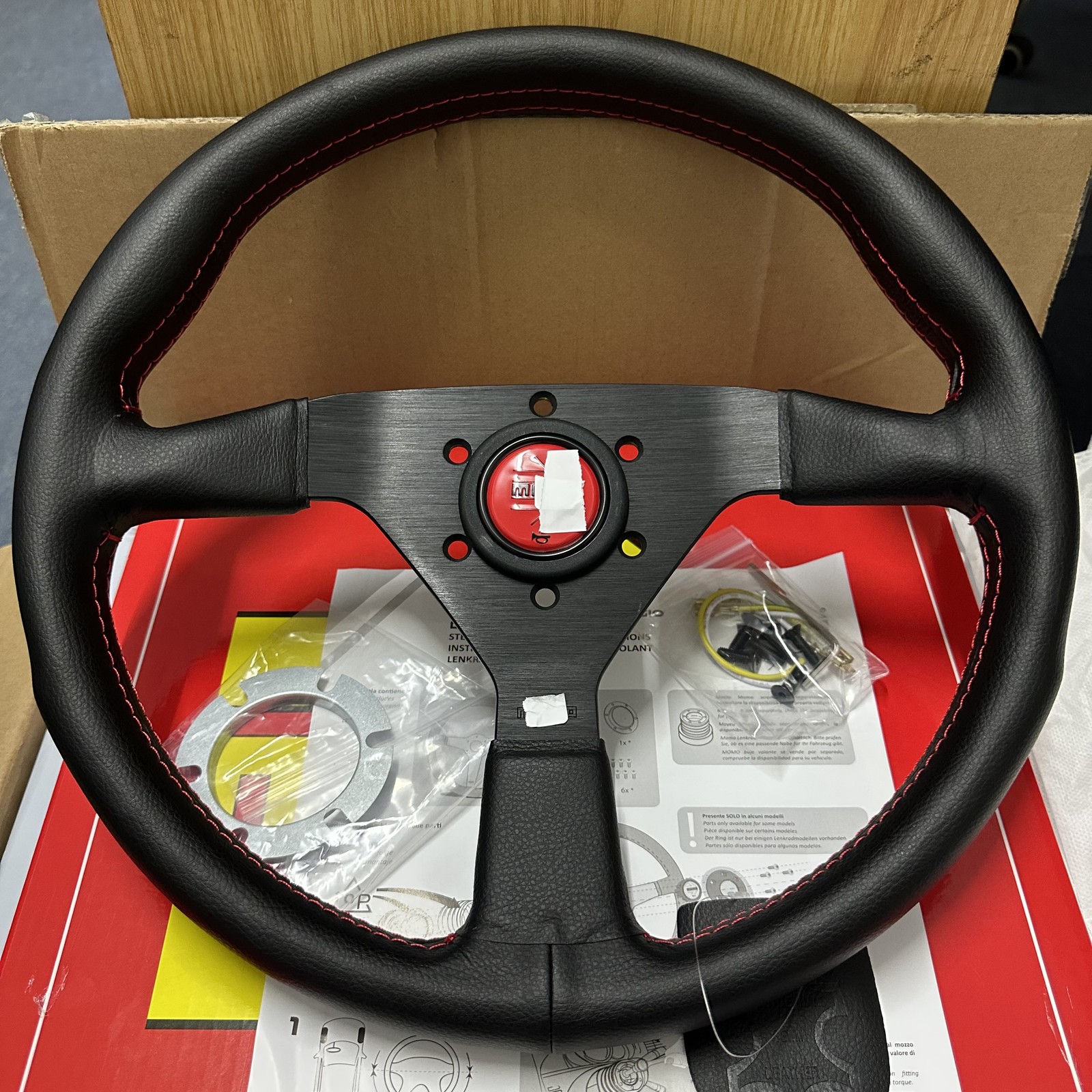 MOMO MonteCarlo 340mm 14' Genuine Leather Thickened Spoke Sport Steering Wheel