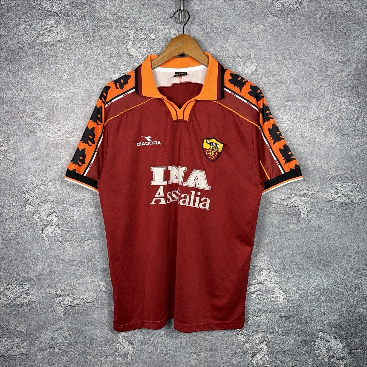 Diadora AS Roma Red/Orange Soccer Jersey Shirt INA Assitalia Size L