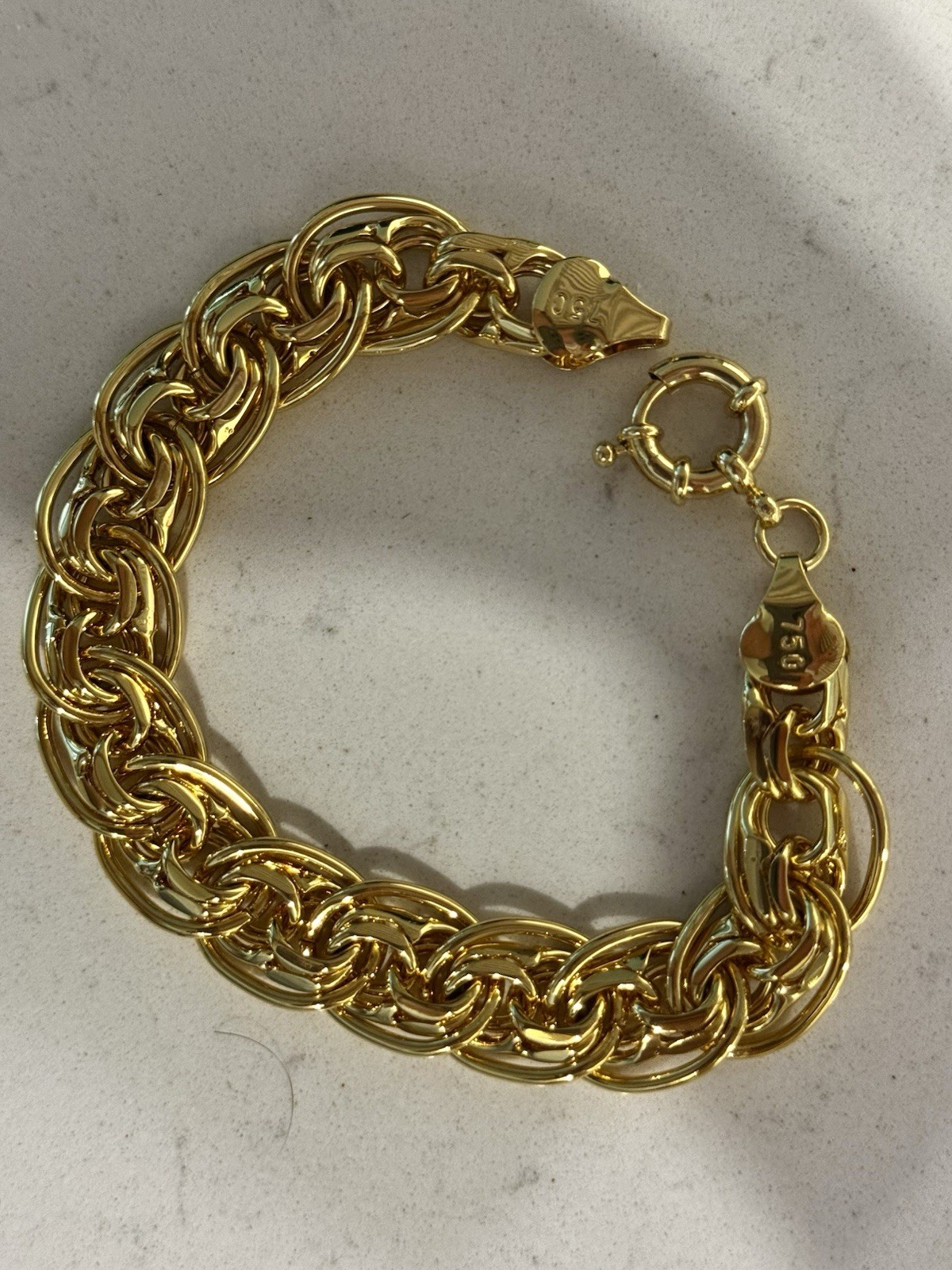 8 Inch gold Bracelet Marked 750 Italy Spring Ring/Sailor's Clasp 8 Inch gold Bracelet Marked 750 Italy Spring Ring/Sailor's Clasp