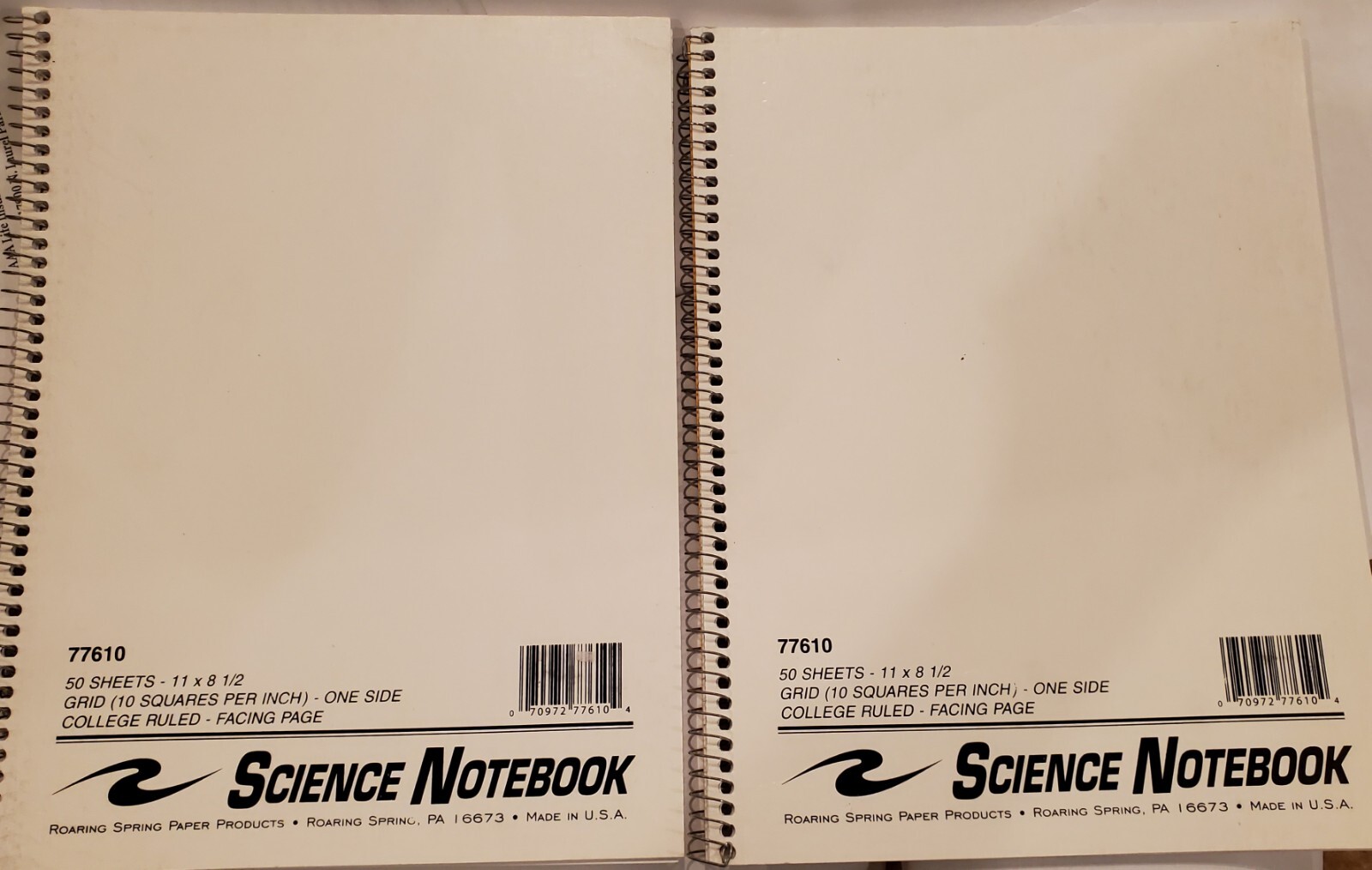 2 Roaring Spring SCIENCE NOTEBOOK,GRID 10 SQ/INCH.COLLEGE RULED.11