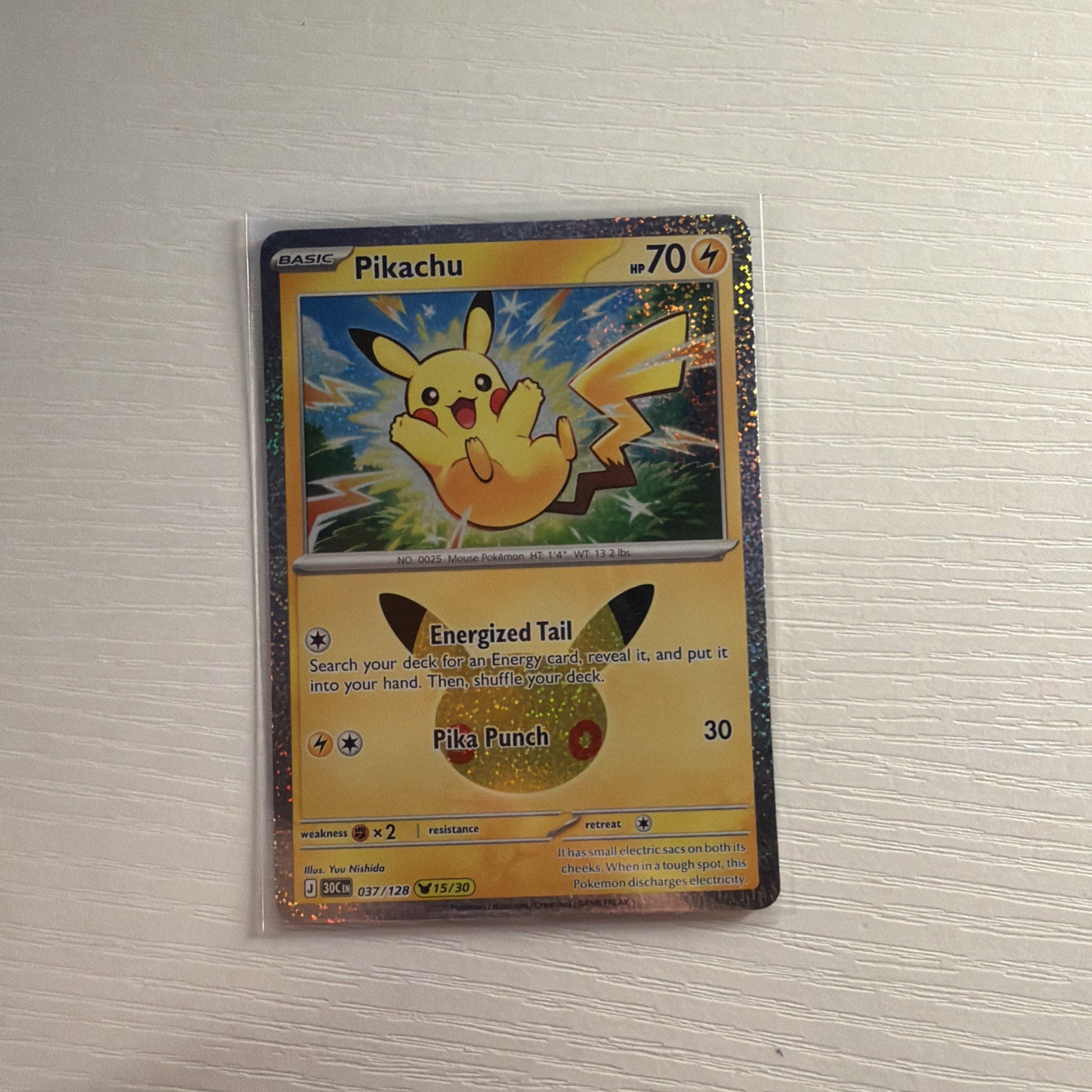 Pikachu 037/128 Holo Rare 15/30 - ME: 30th Celebration - Pokemon TCG NM Pikachu 037/128 Holo Rare 15/30 - ME: 30th Celebration - Pokemon TCG NM