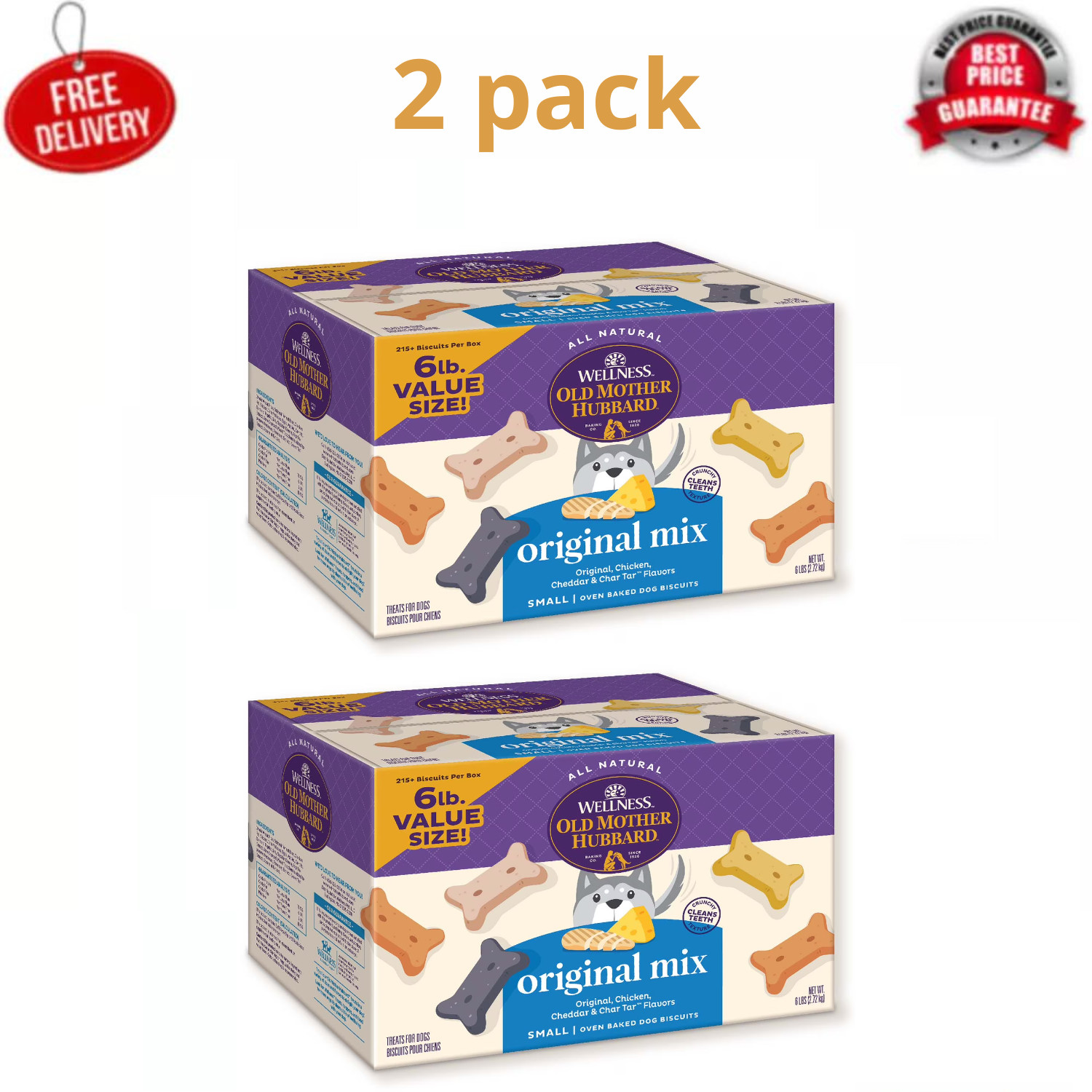 Wellness Old Mother Hubbard Original Mix Dog Biscuits 6lb 4 Flavors, 2 Pack