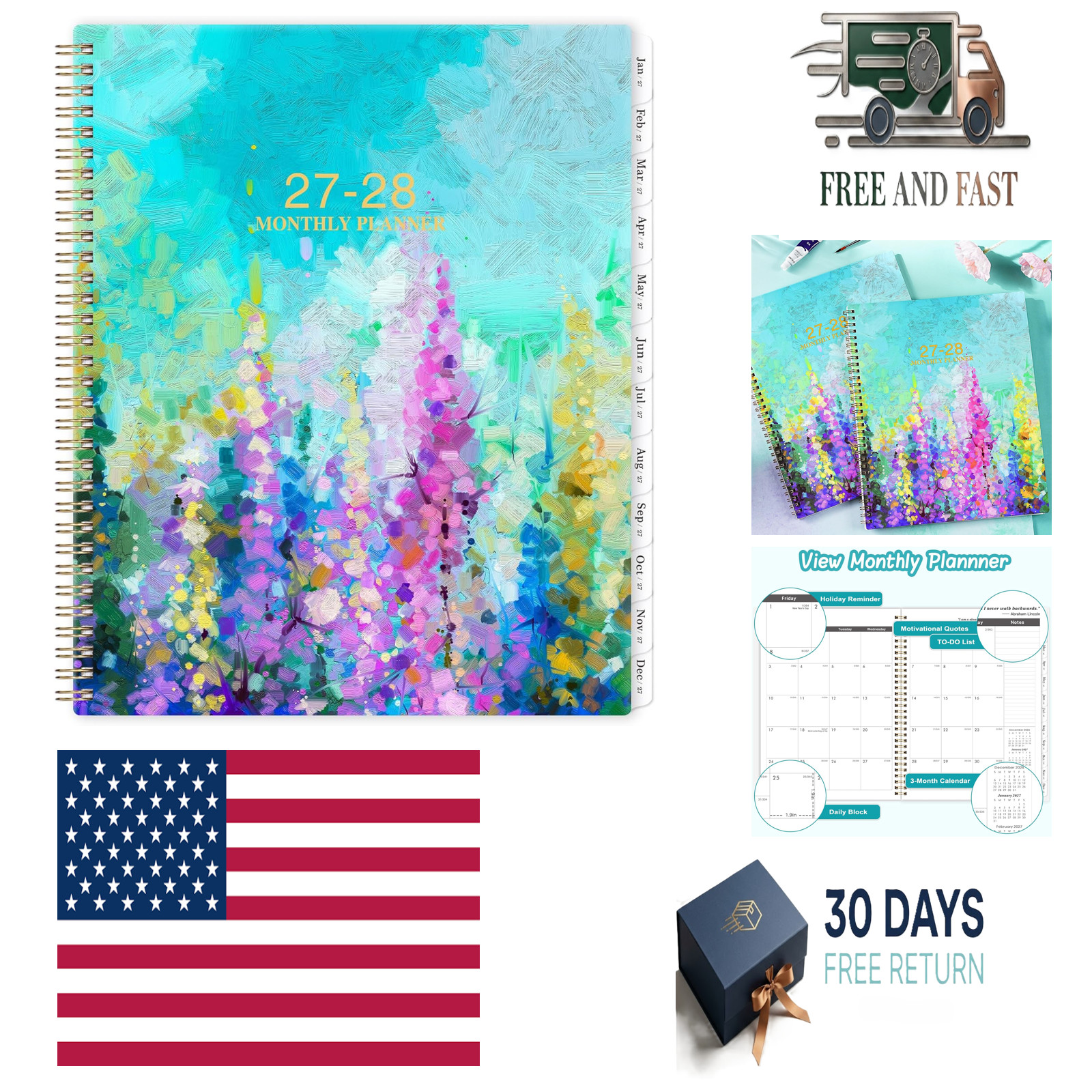 2027-2028 Monthly Planner - Yearly planners, Jan 2027 - Jun 2028, 11