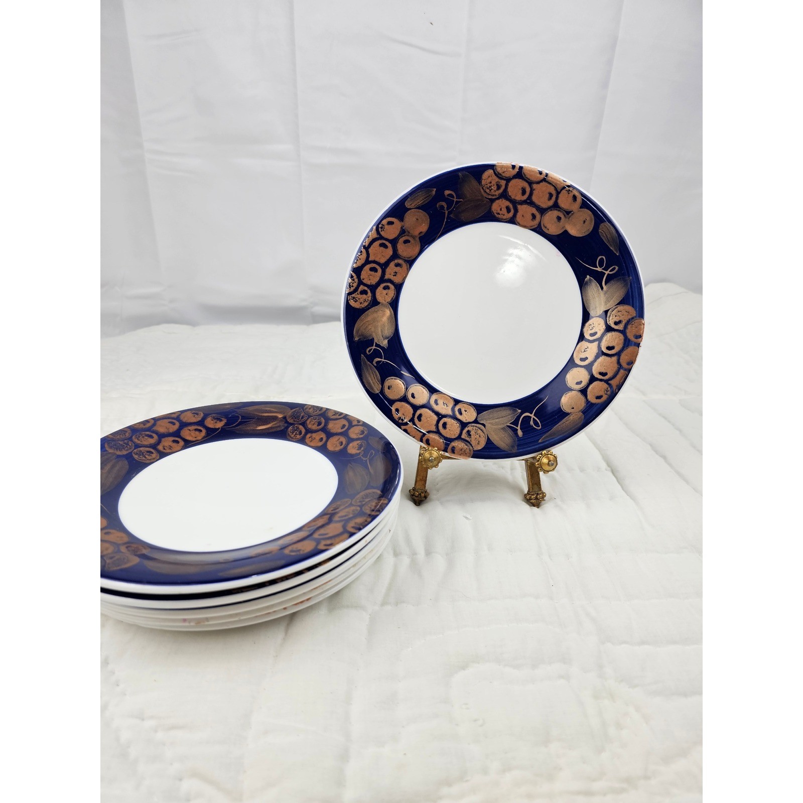 Pier 1 Tuscany Gold Handpainted Earthenware Salad Plates Set Of 6 Italy