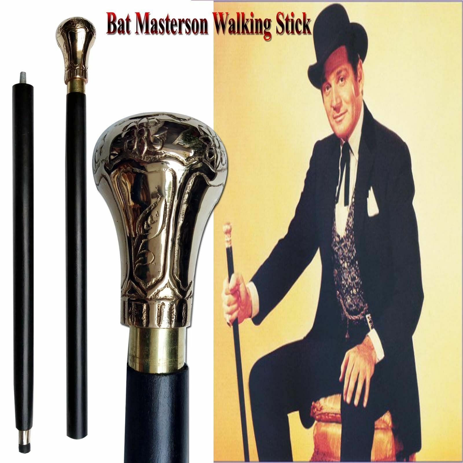 BAT MASTERSON HANDCRAFTED ANTIQUE BRASS POLISH WOODEN WALKING STICK Cane GIFT BAT MASTERSON HANDCRAFTED ANTIQUE BRASS POLISH WOODEN WALKING STICK Cane GIFT