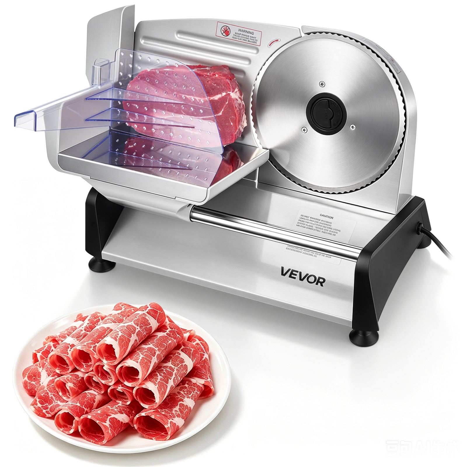 VEVOR Meat Slicer Electric Deli Slicer Machine 200W 7.5 in Sharp Blade for Home