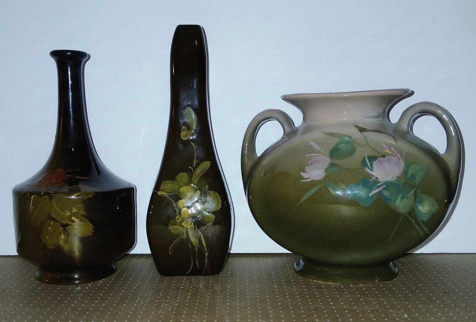 Roseville and Weller Pottery, 3 pieces, Vintage Art Pottery in excellent cond. 