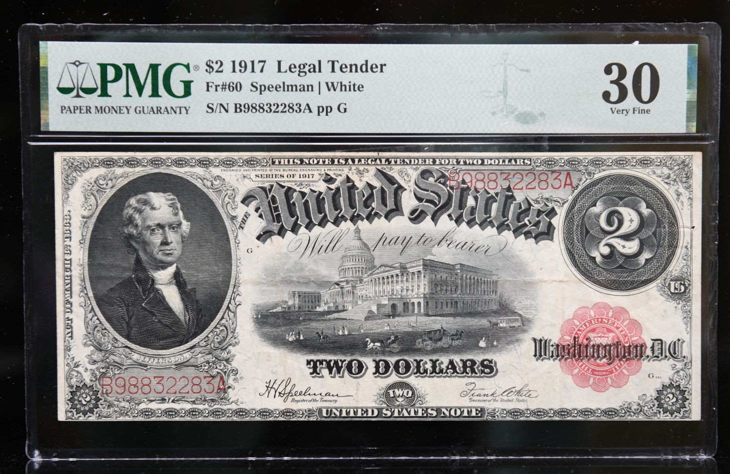 1917 $2 Two Dollars Fr.60 Legal Tender \