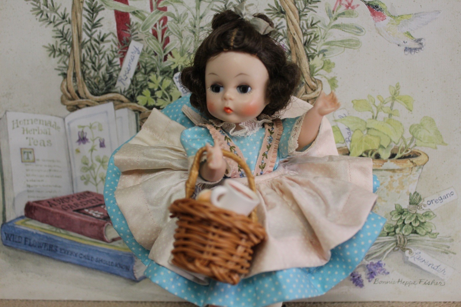 Madame  Alexander kins Doll Vintage 1957-58 w/Book Basket SUPER CUTE