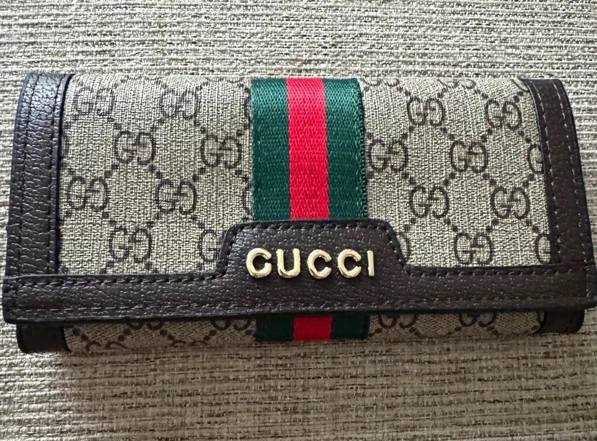 Gucci Ophidia Leather Trifold Wallet GG Marmont Brown Gucci Ophidia Leather Trifold Wallet GG Marmont Brown