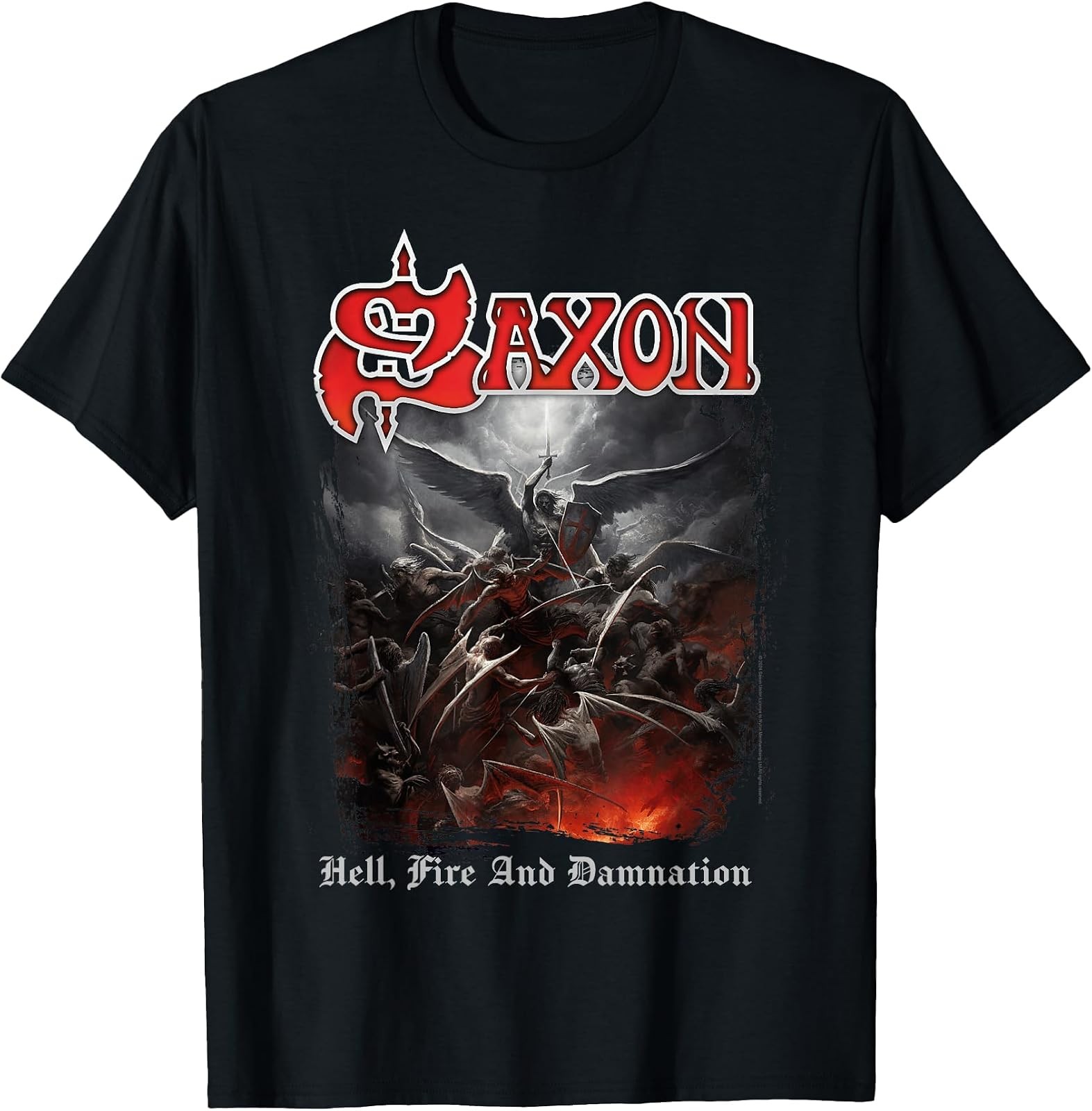 Sponsored Ad - Official Saxon Hell Fire Heavy Metal Band Vintage Retro T-Shirt