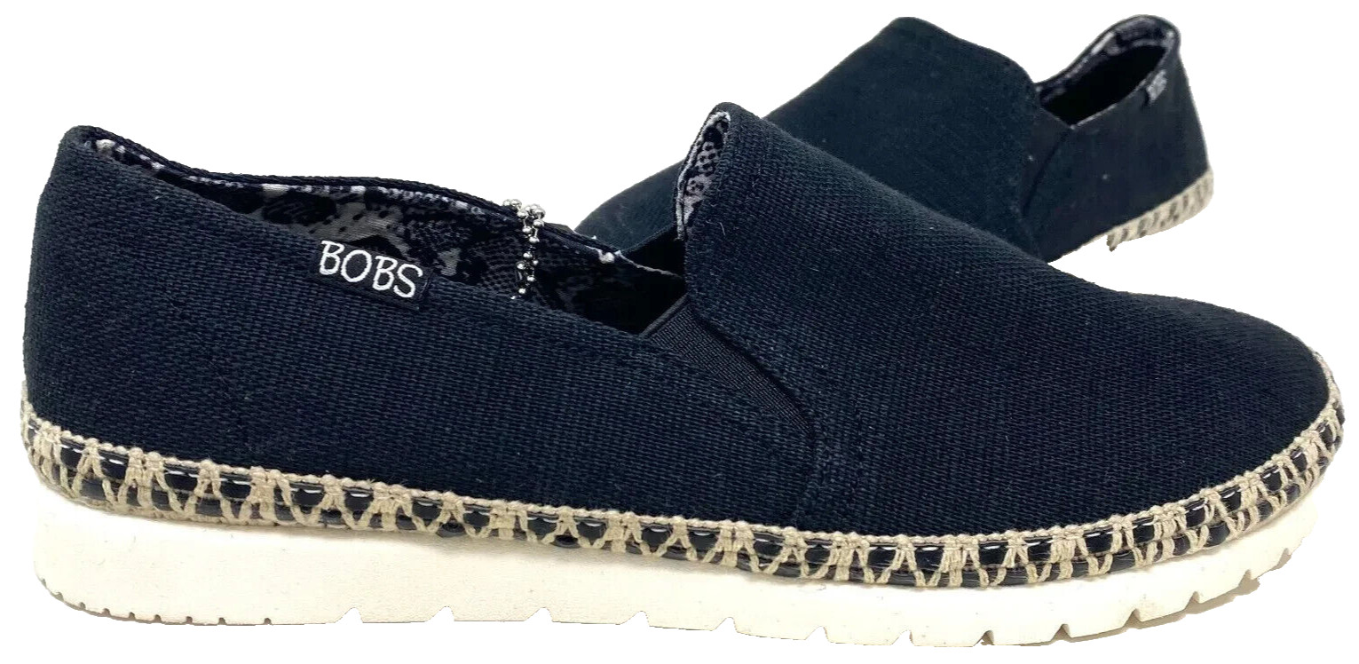 Skechers Women\'s BOBS Flexpadrille Slip On Walking Flats Black Size:7 146N