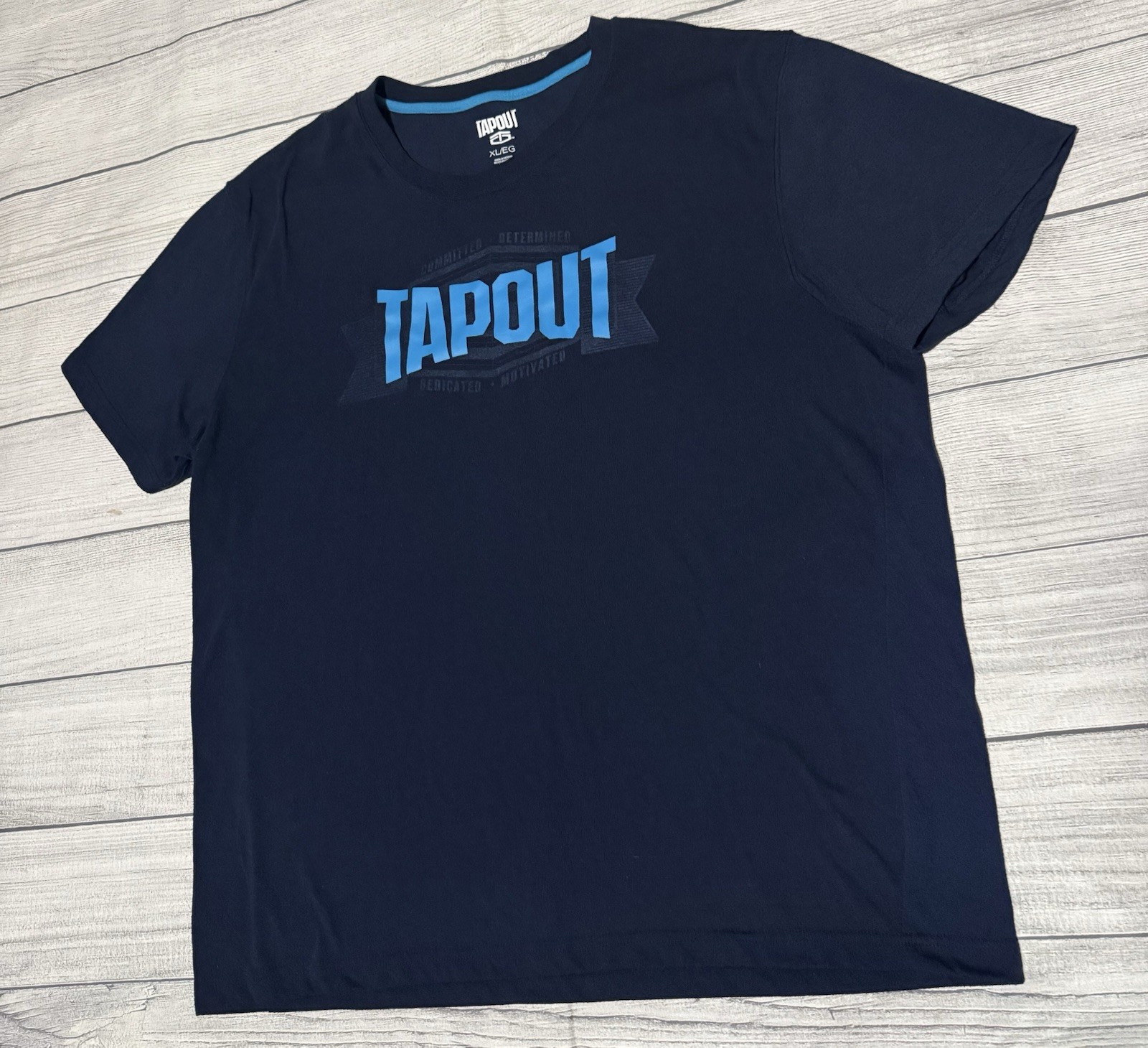 Tapout Logo T-shirt Size XL Blue Committed Determined Dedicated Motivated 2016