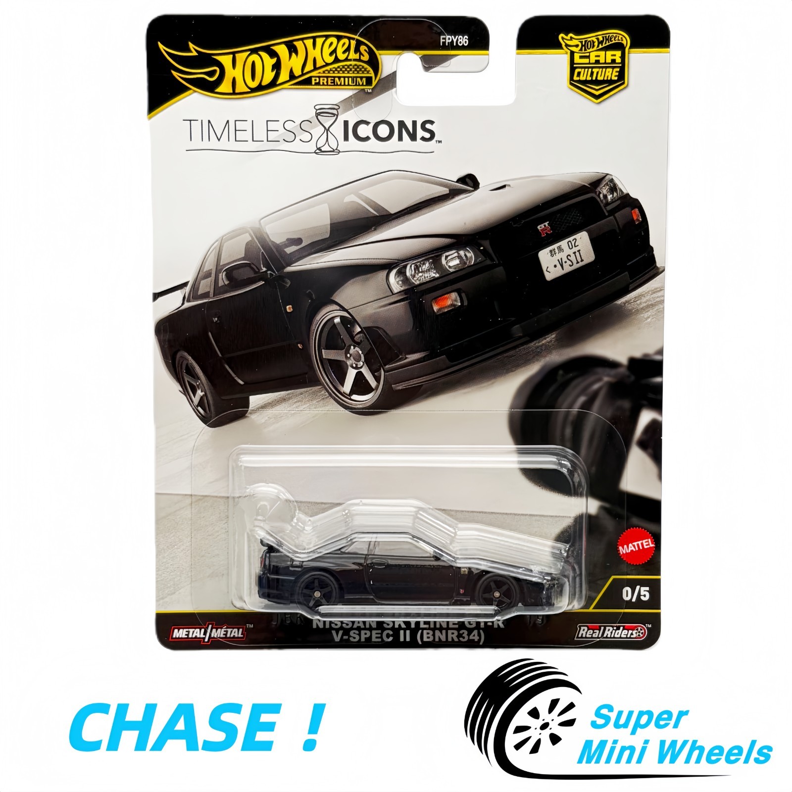CHASE !Hot Wheels Nissan GT-R V-Spec II BNR34 Black Car Culture Timeless Icons CHASE !Hot Wheels Nissan GT-R V-Spec II BNR34 Black Car Culture Timeless Icons