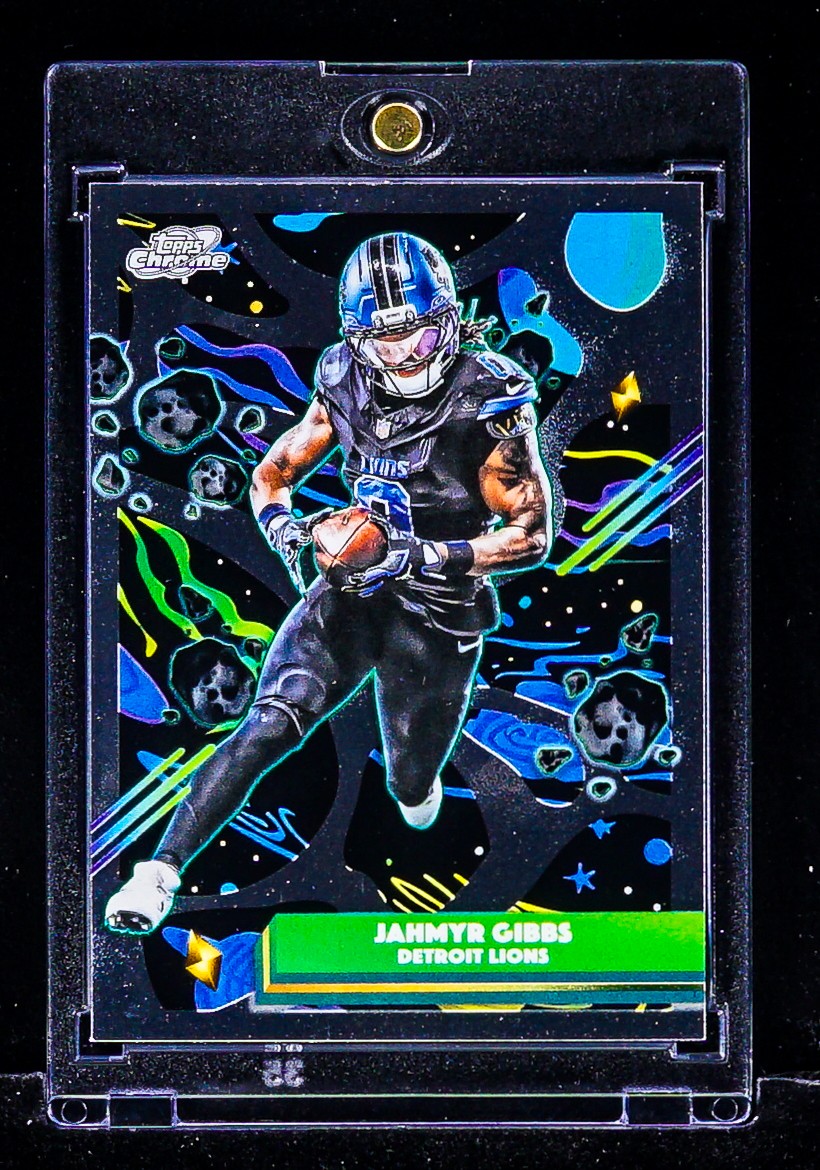 Jahmyr Gibbs RARE SPACE CHROME CARD Detroit Lions RB 2025 Topps Chrome Cosmic