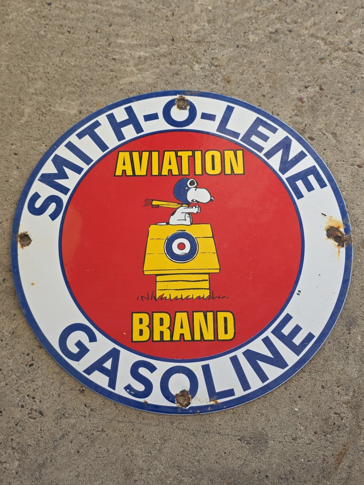VINTAGE 1959 ''SMITH-O-LENE GASOLINE'' PUMP PLATE PORCELAIN SIGN 12 VINTAGE 1959 ''SMITH-O-LENE GASOLINE'' PUMP PLATE PORCELAIN SIGN 12