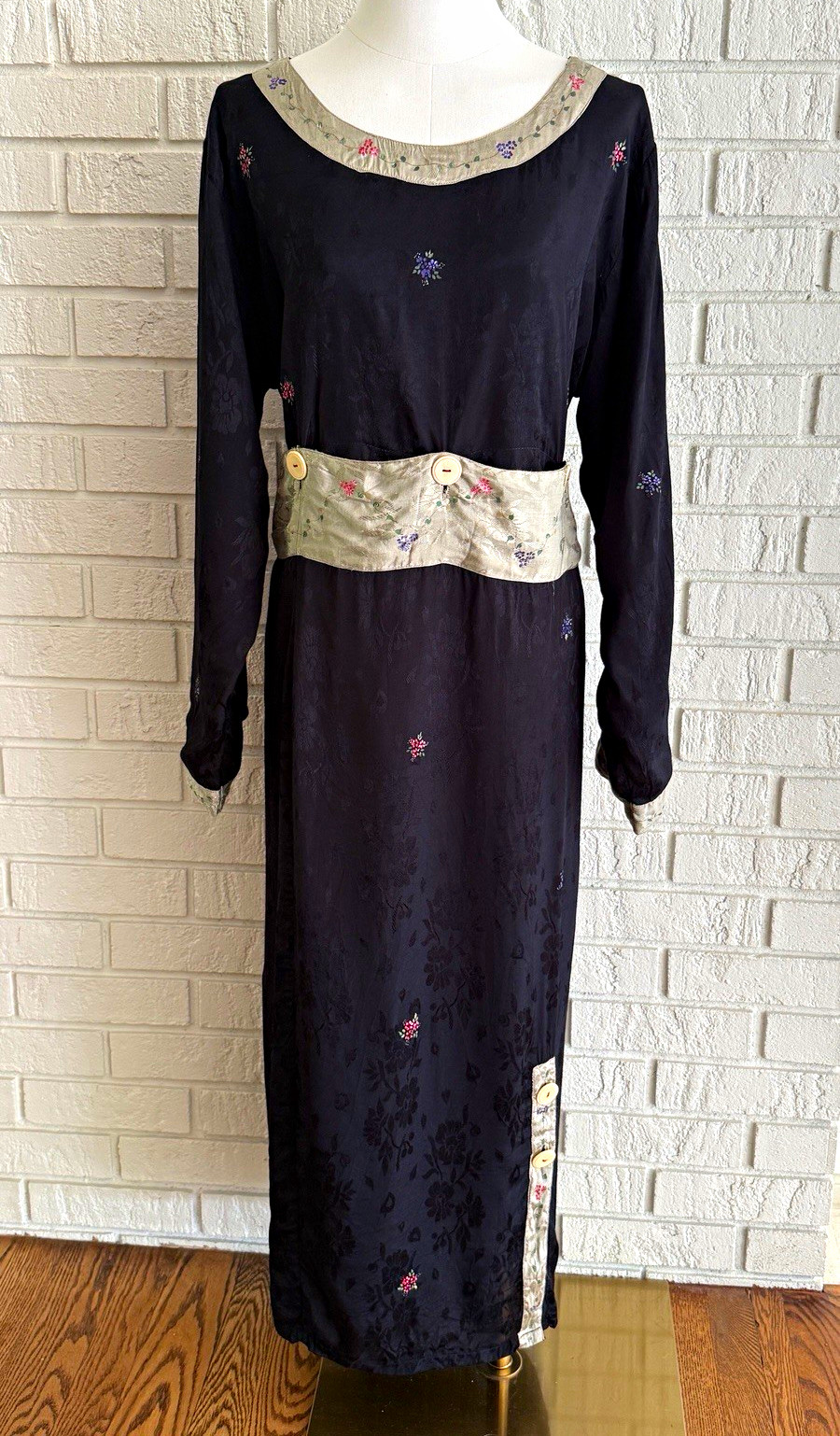 VTG Papy Boez Dress M/L 100% Rayon Hand Painted Art to Wear Jacquard Boho India