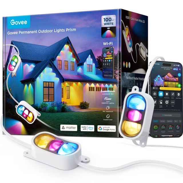 Govee Permanent Outdoor Lights Prism 100ft WHITE NEW - 