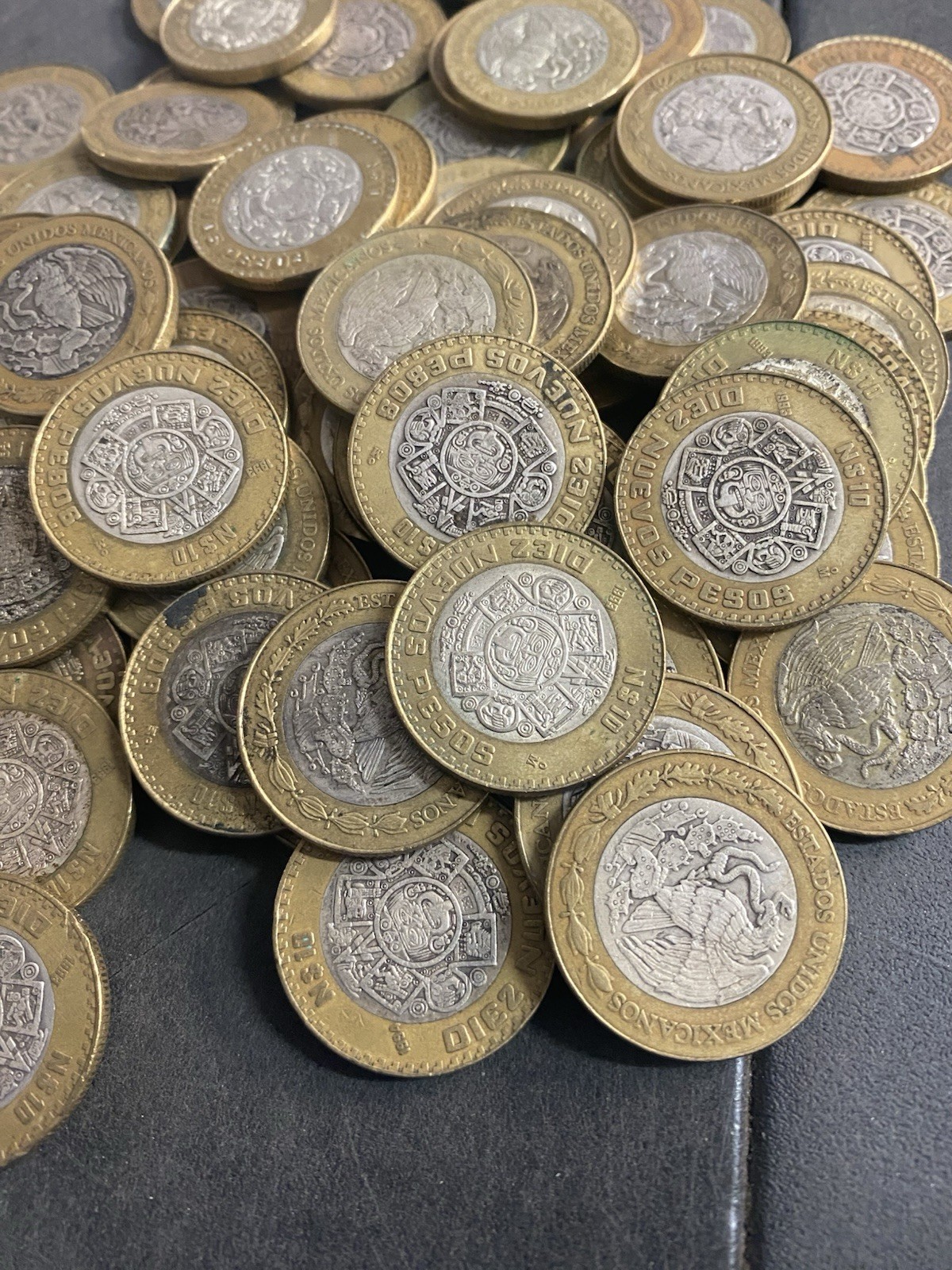 1992-1995 Mexico Bimetallic .925 Sterling Silver Center N$10 Diez Nuevos Pesos 