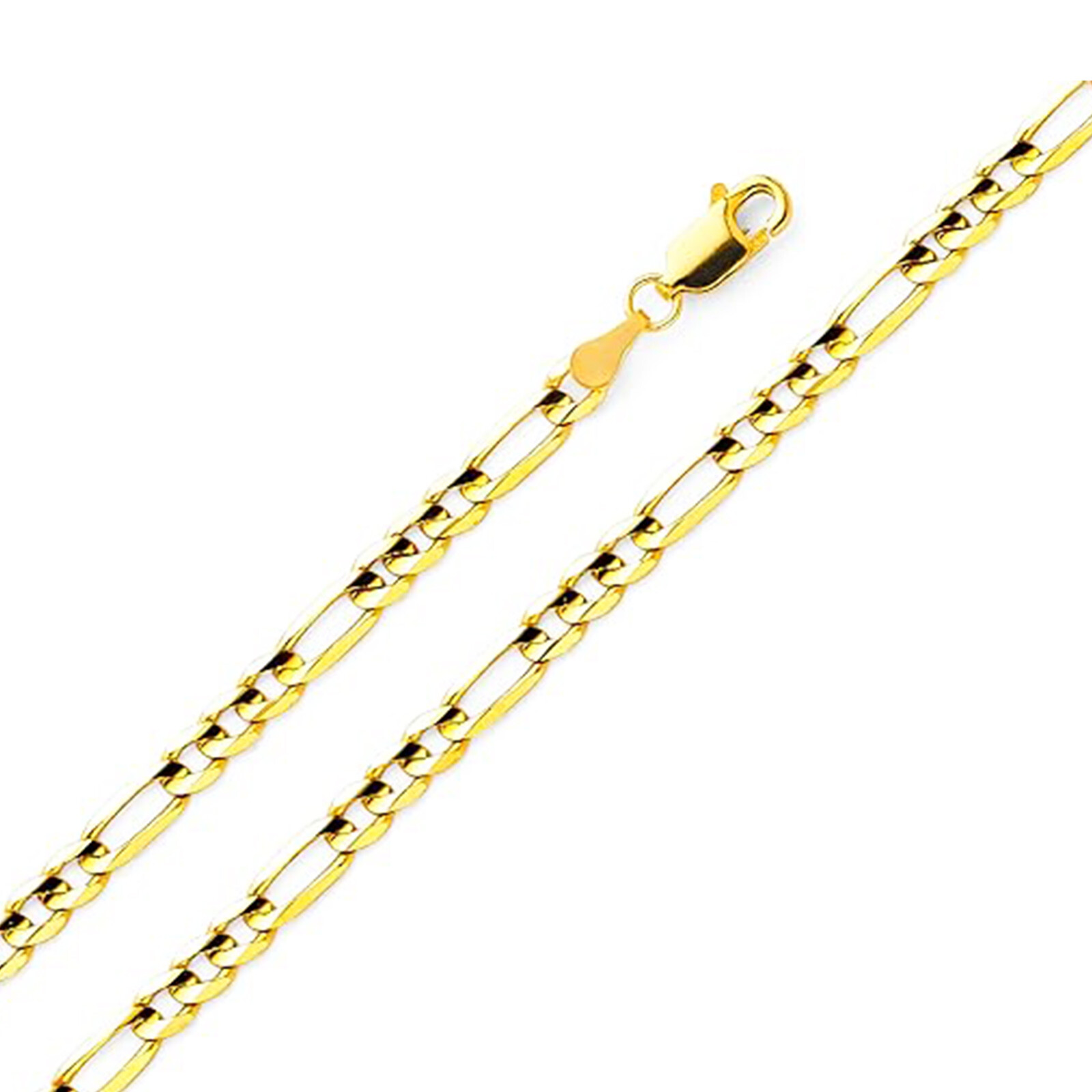 14K Solid Yellow Gold Necklace 2/2.5/4.2mm Figaro Chain Link +Lobster Claw Clasp 14K Solid Yellow Gold Necklace 2/2.5/4.2mm Figaro Chain Link +Lobster Claw Clasp