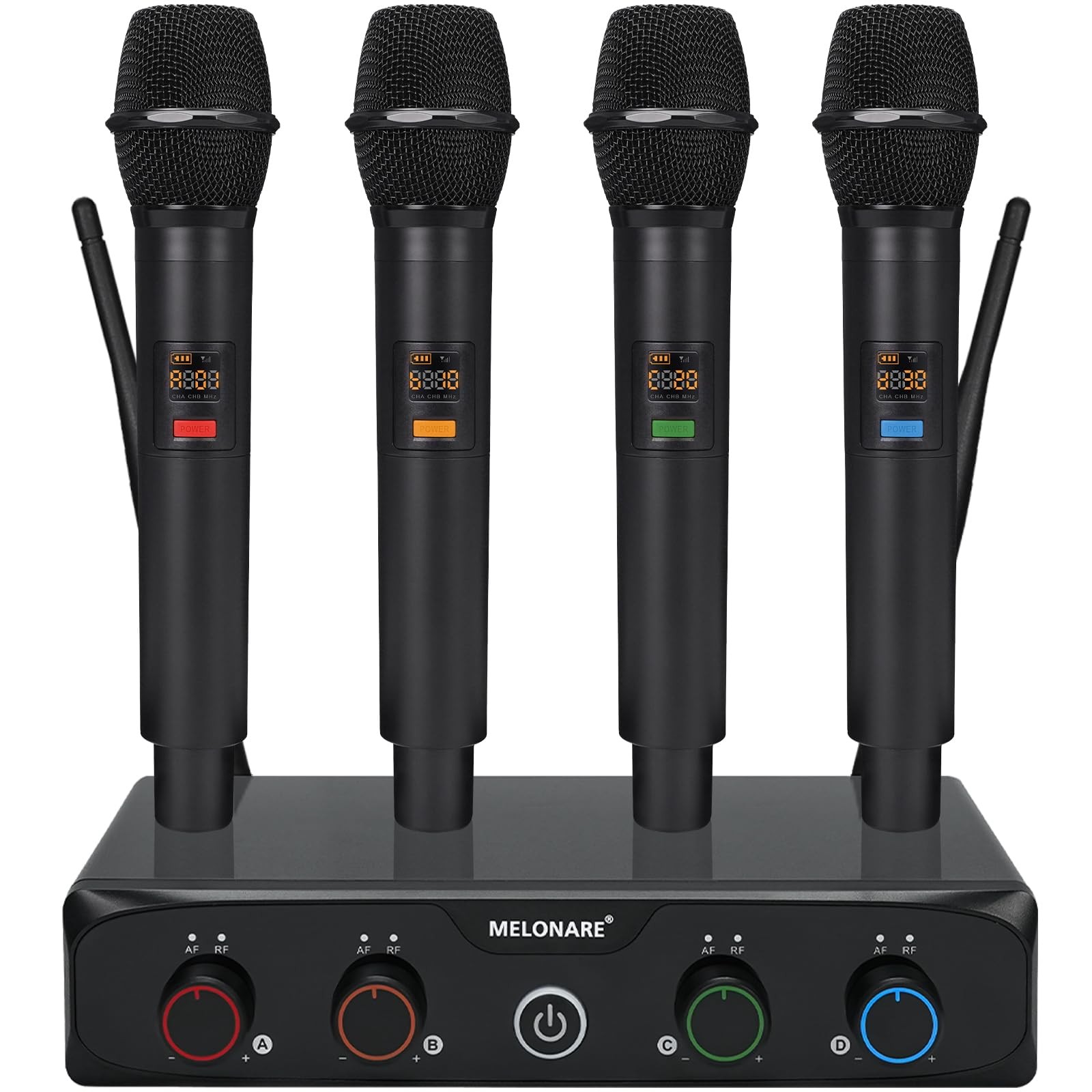 MELONARE 4-Channel Wireless Microphone System, UHF Compact Cordless Mic Set w...