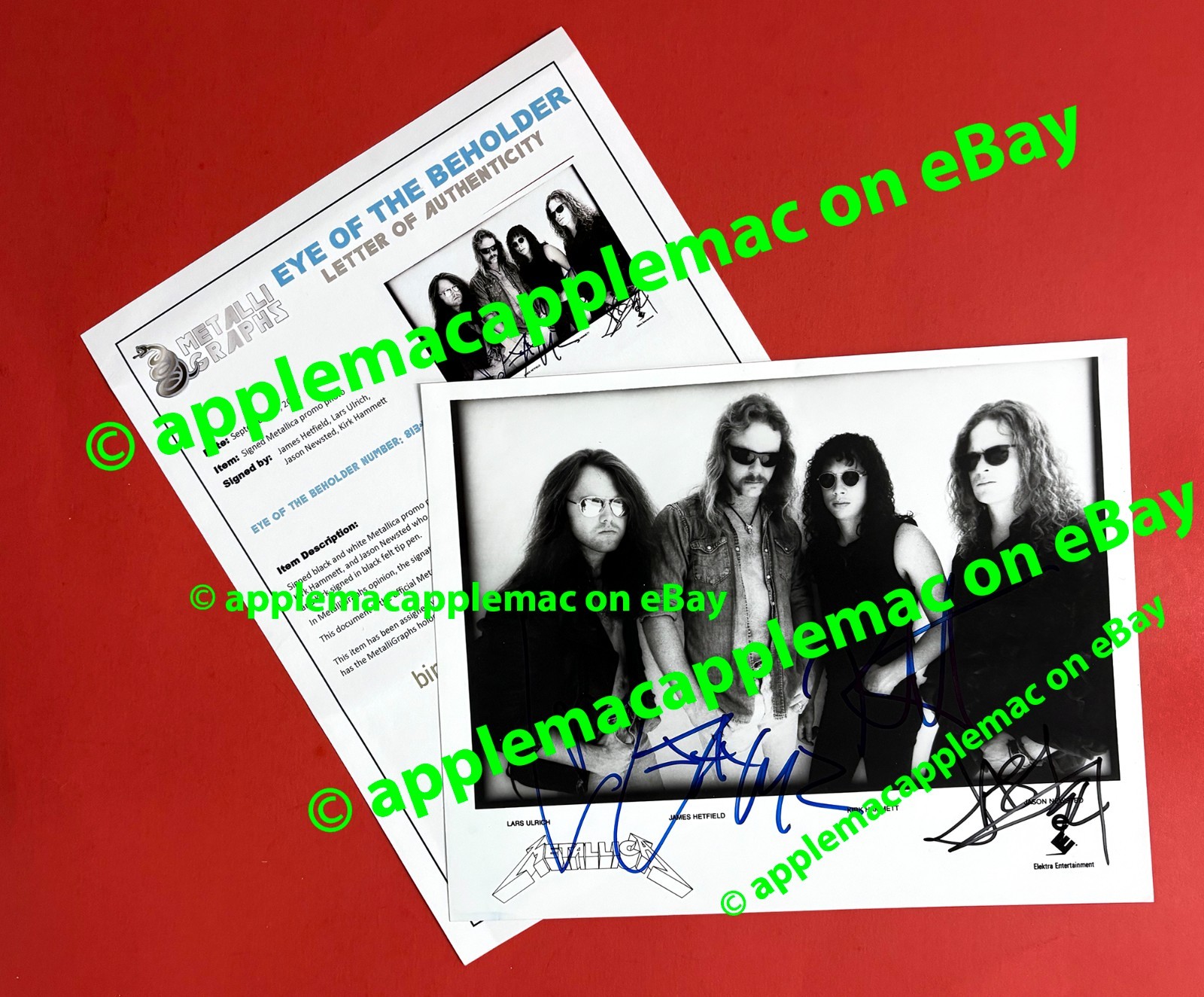 METALLICA Signed 8x10 Photo IN PERSON - WITH FULL LETTER OF AUTHENTICITY COA