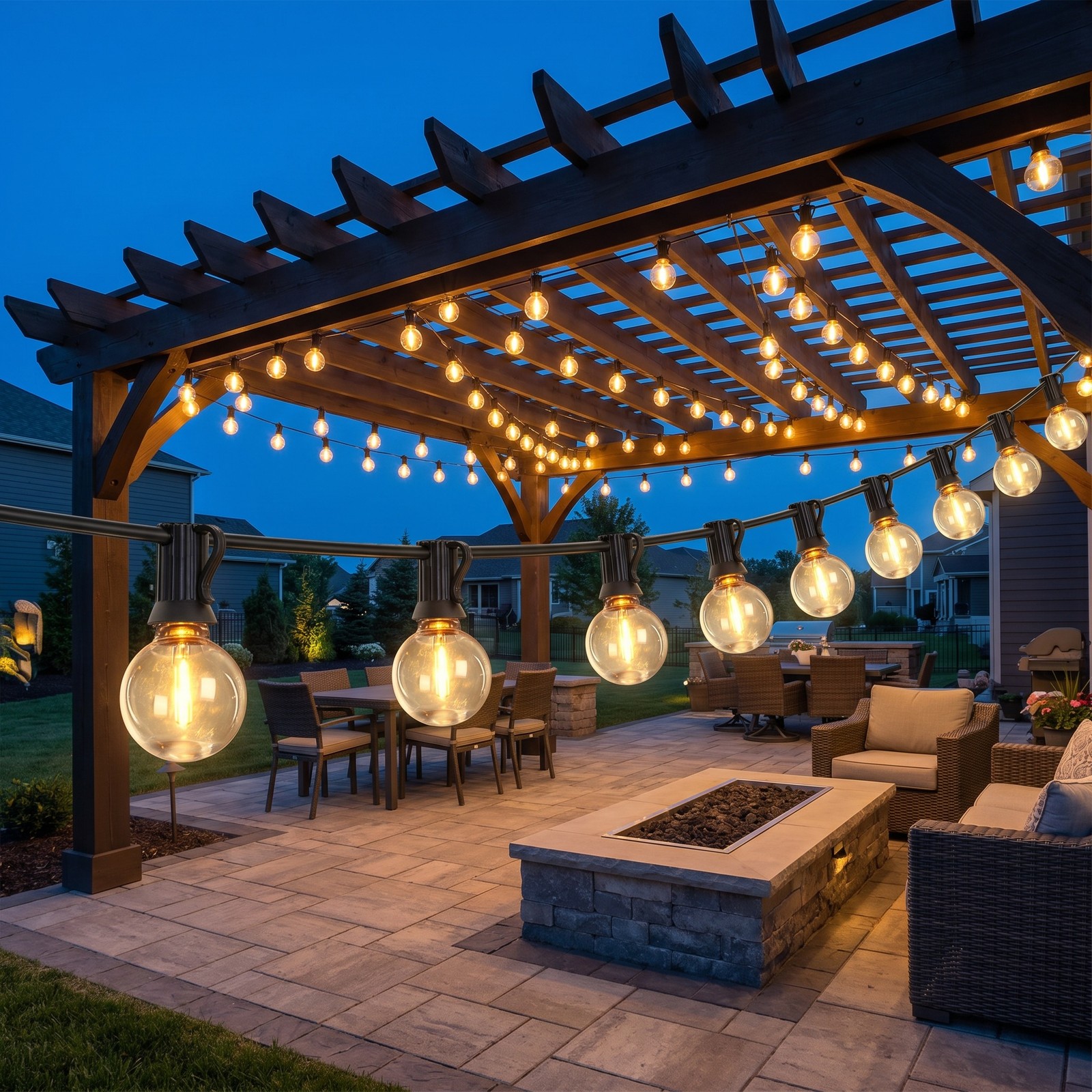 200FT LED Outdoor String Lights Patio Light 102 G40 Bulb Waterproof Shatterproof