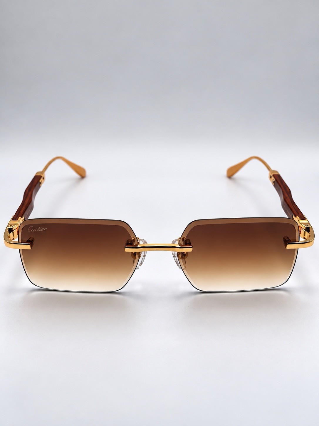 Cartier Première De Cartier Vintage Rectangular Lens Gold & Wood Temples