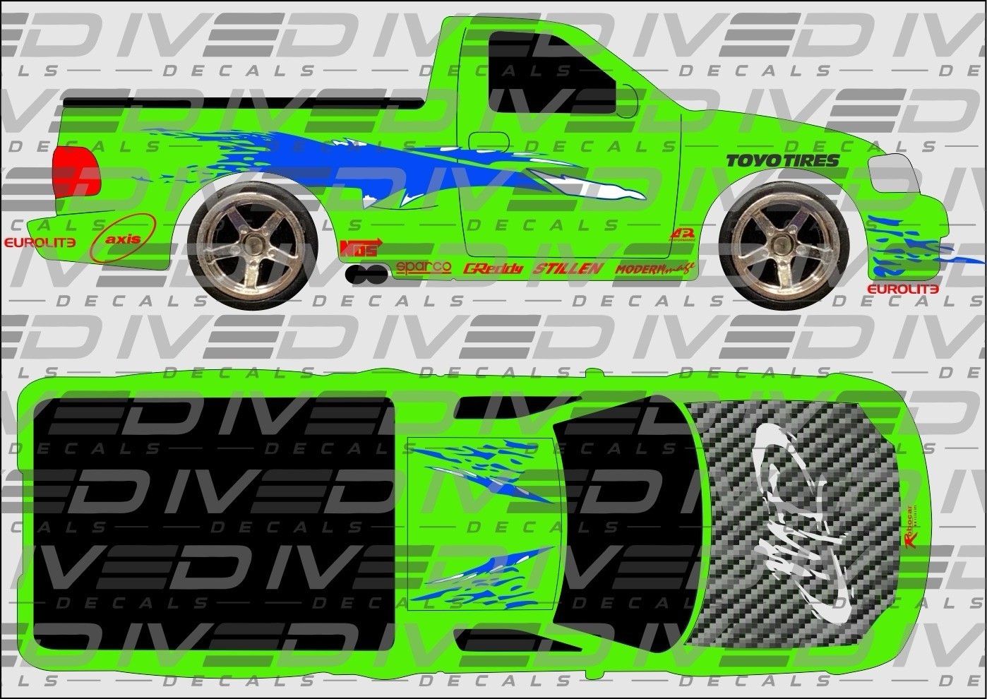 99 Ford Lightning  #278  1/64  WHITE TONER Waterslide Decal for Hot