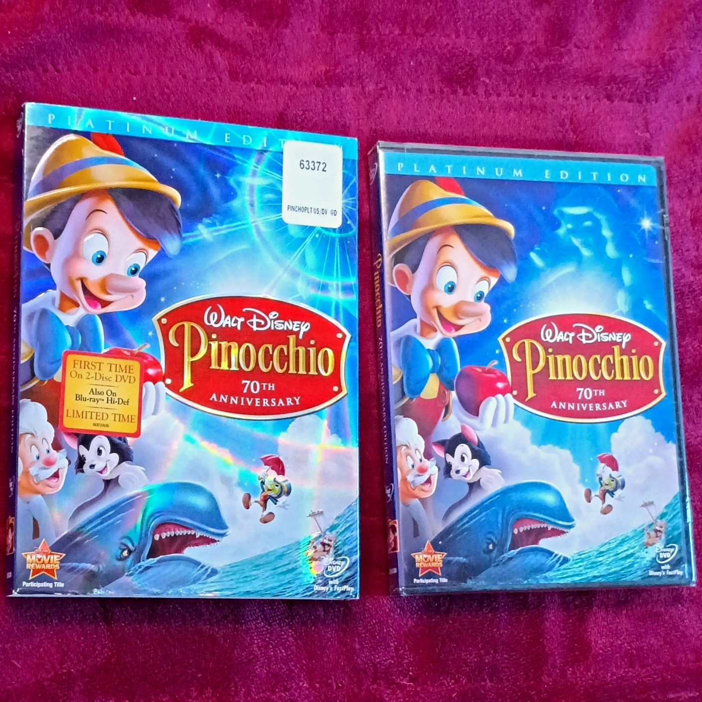 Walt Disney Pinocchio DVD 70th Anniversary Platinum Edition 2-Disc Set sealed Walt Disney Pinocchio DVD 70th Anniversary Platinum Edition 2-Disc Set sealed