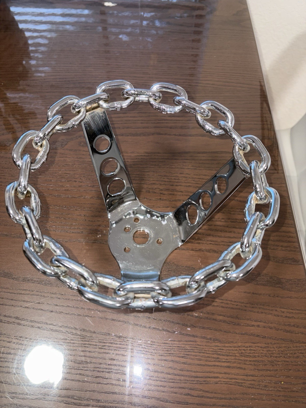 TRUE VTG Original 70s Chrome Lowrider  custom 8” Chain Steering Wheel Very Nice
