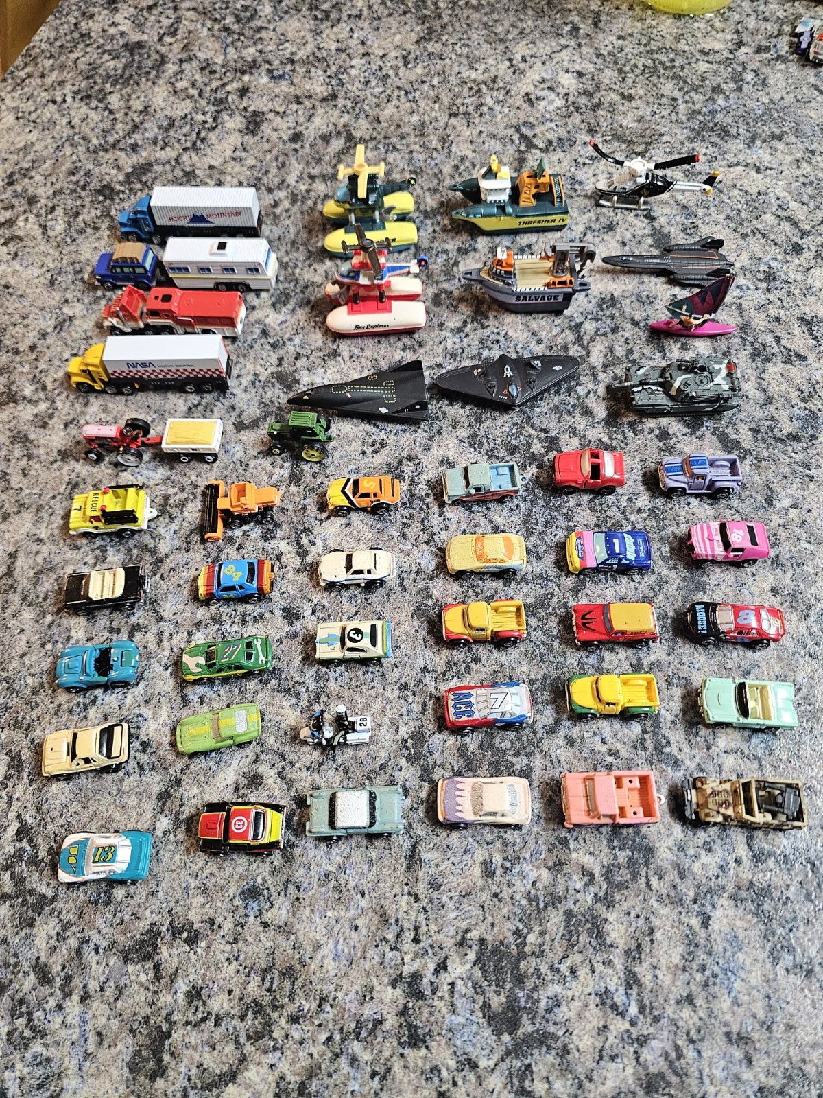 Galoob Micro Machines 1980\'s 1990\'s Lot Of 46 Planes Semi\'s Cars Boats MORE Vtg