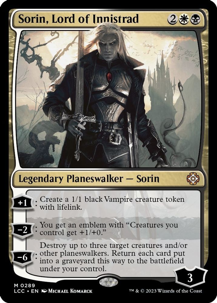 2023 Magic: The Gathering: LCC - Sorin Lord of Innistrad (#289, M, Near Mint) 2023 Magic: The Gathering: LCC - Sorin Lord of Innistrad (#289, M, Near Mint)
