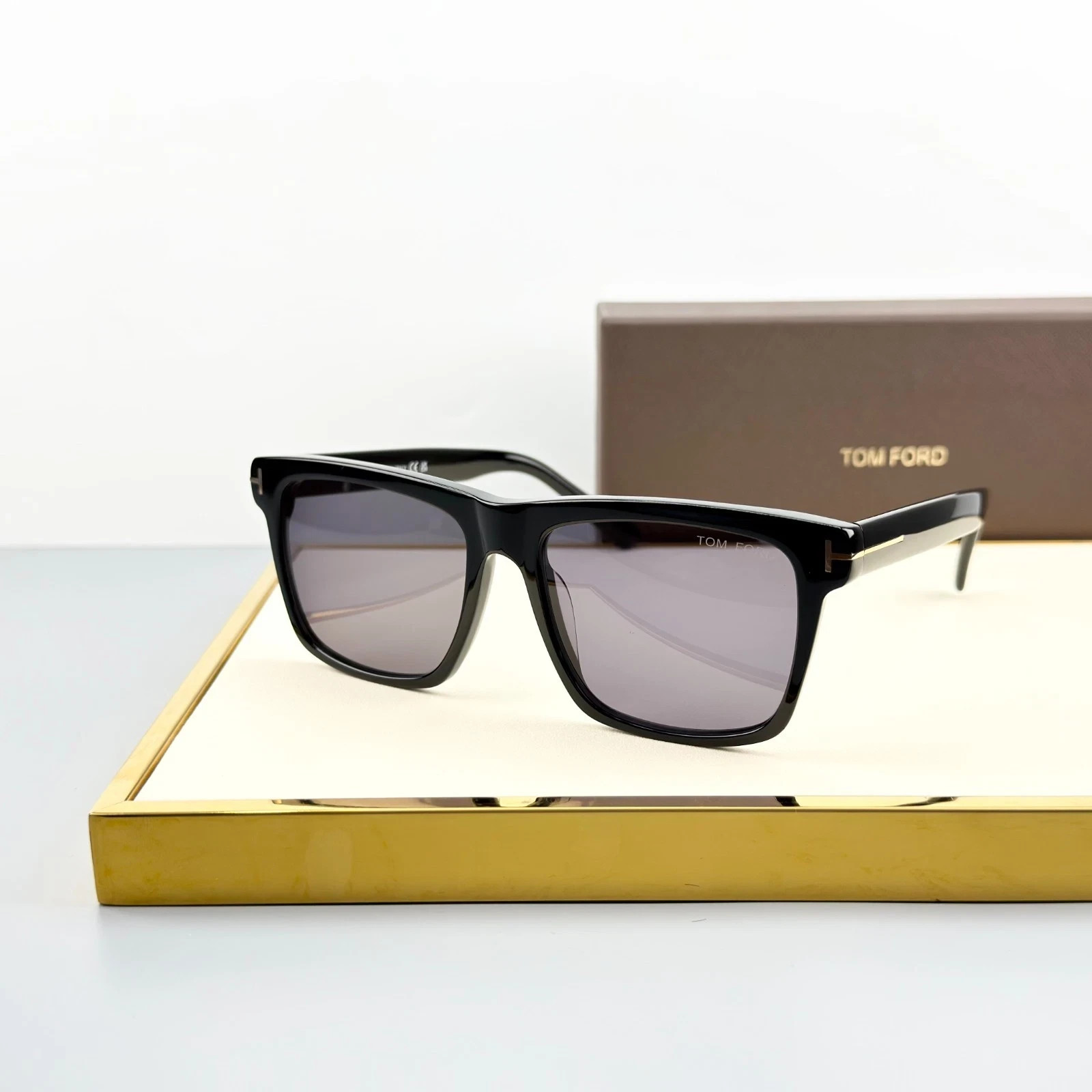 Tom Ford TF906 Black Frame Black Lens Sunglasses Square Luxury New w/ Box