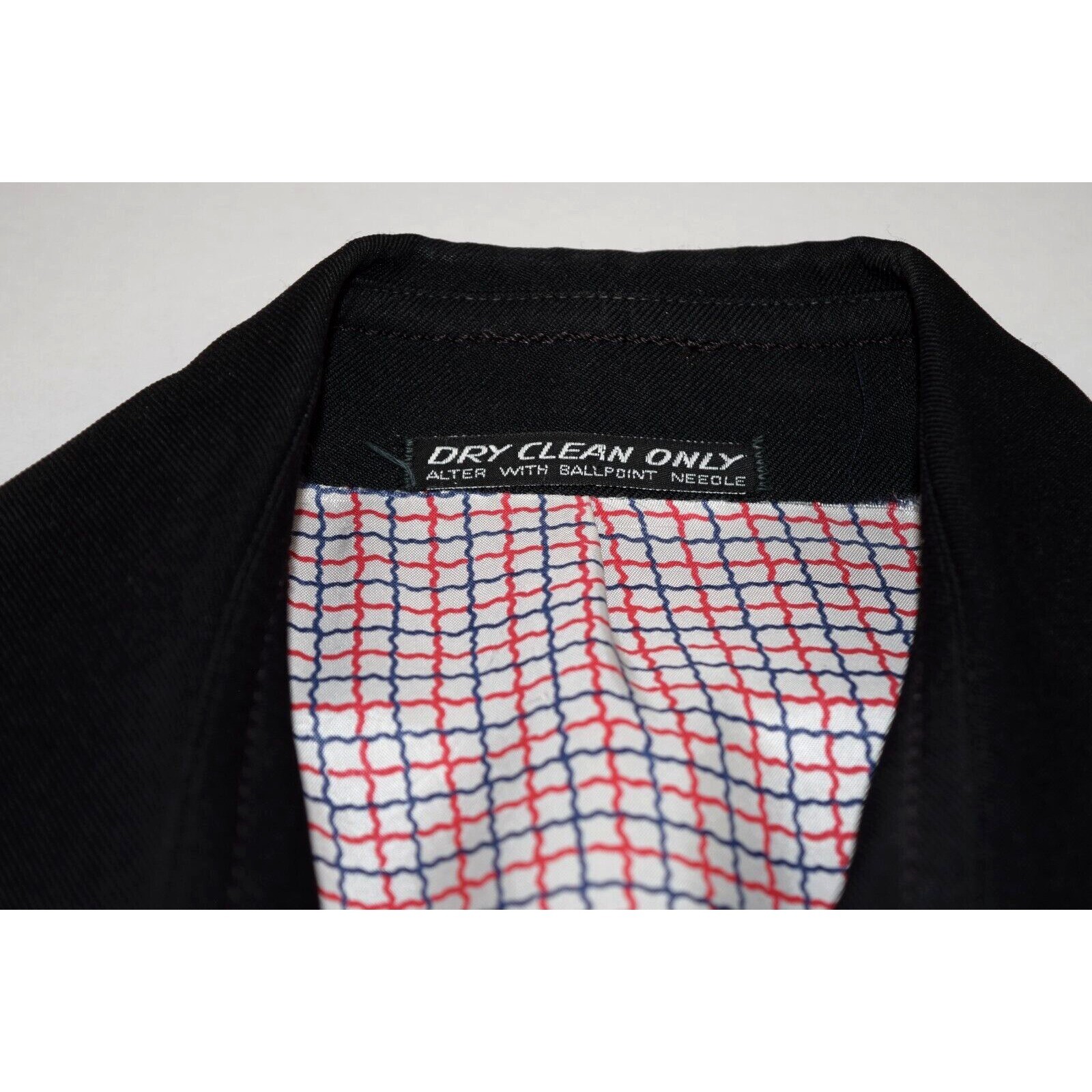 VTG Leisure Sport Jacket Size L Slim 70s Black 2 Flap Pockets Color Plaid Lining