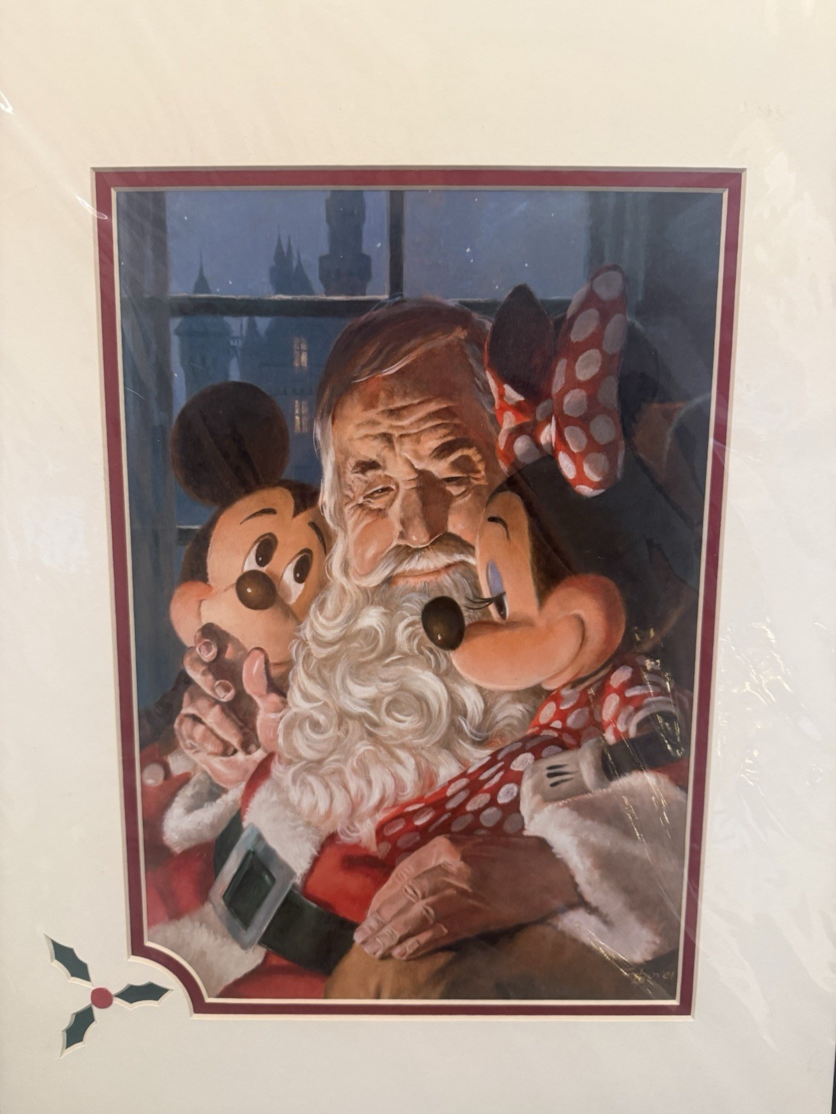 Disney Charles Boyer Mickey and Minnie Mouse Visiting Santa Print