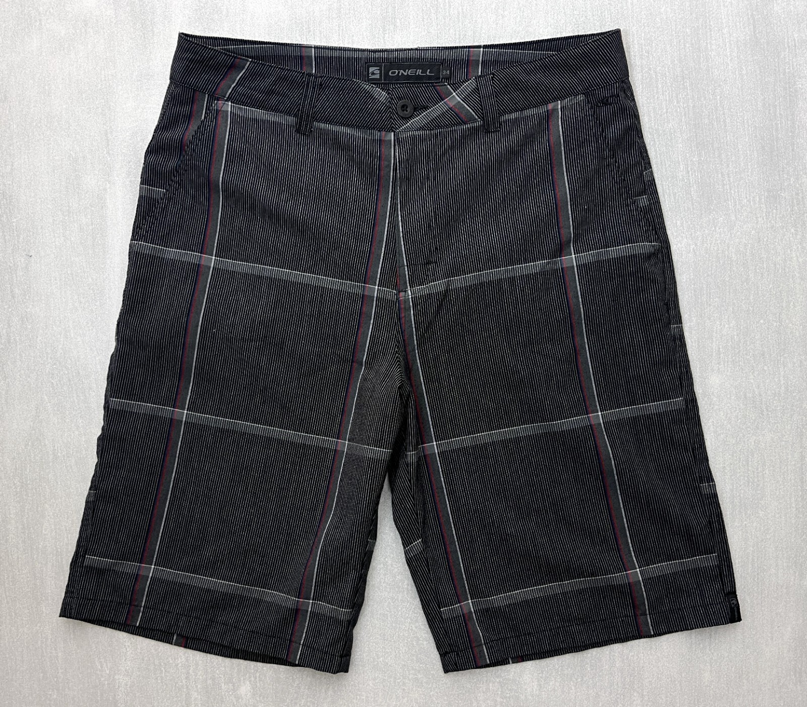 O\'Neill Techno Plaid Walking Shorts Mens 34 black poly bermuda chino O\'Neill Techno Plaid Walking Shorts Mens 34 black poly bermuda chino