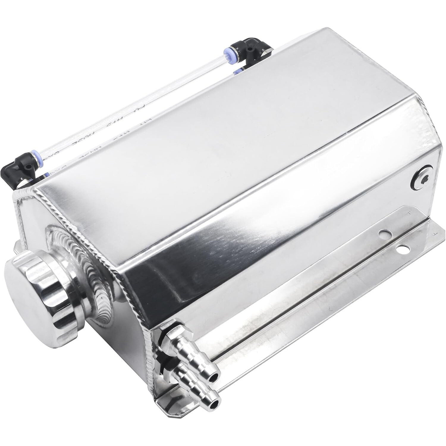 2L Polished Aluminum Coolant Radiator Overflow Reservoir Expansion Water Tank