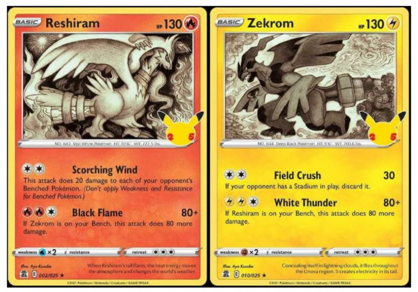 Zekrom and Reshiram Celebrations HOLOS 2 Card Set Rare Pokémon TCG In Stock Zekrom and Reshiram Celebrations HOLOS 2 Card Set Rare Pokémon TCG In Stock