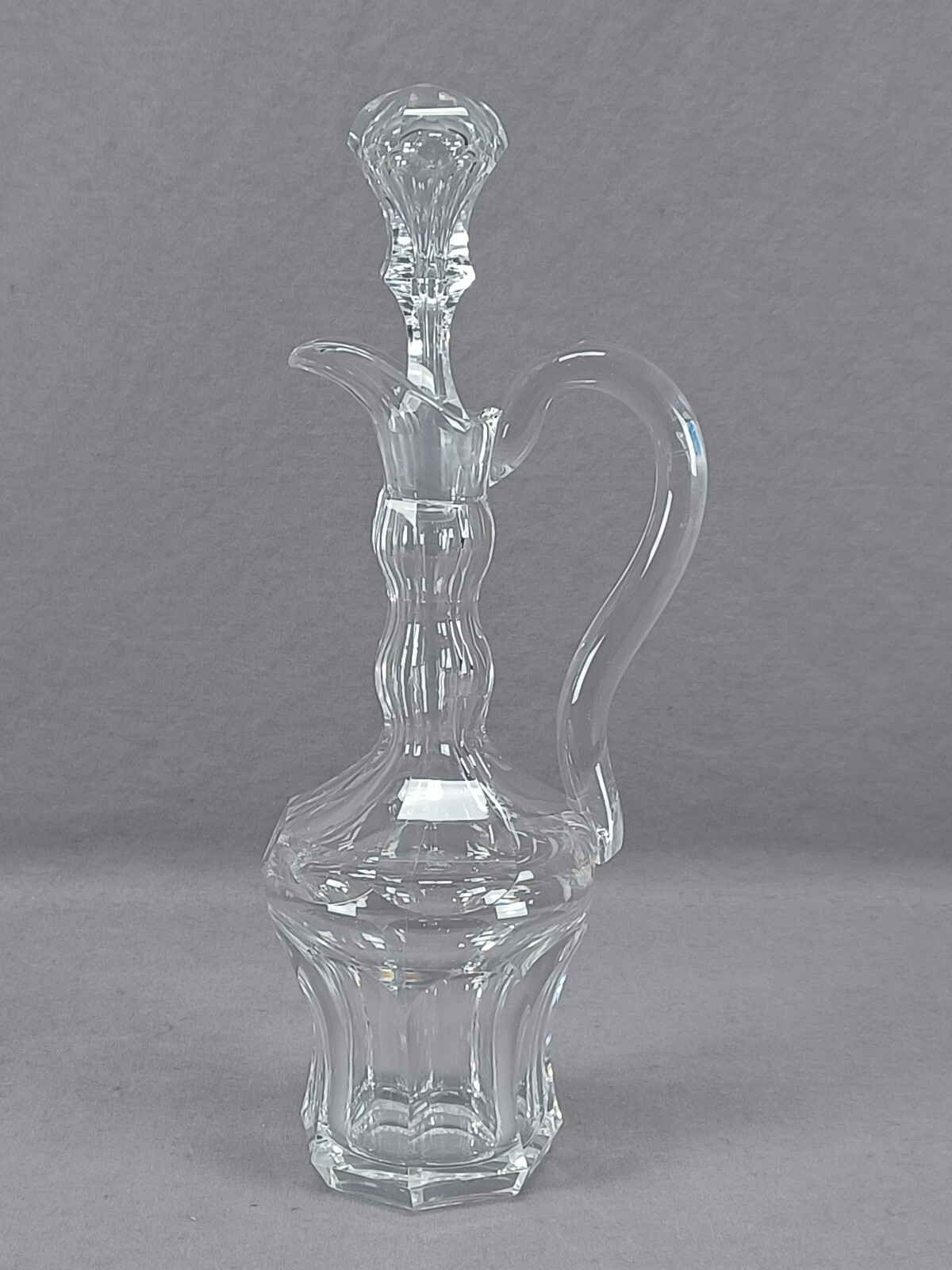 Antique Val St Lambert Lalaing Pattern Cut Crystal 11 1/8 Inch Claret Jug
