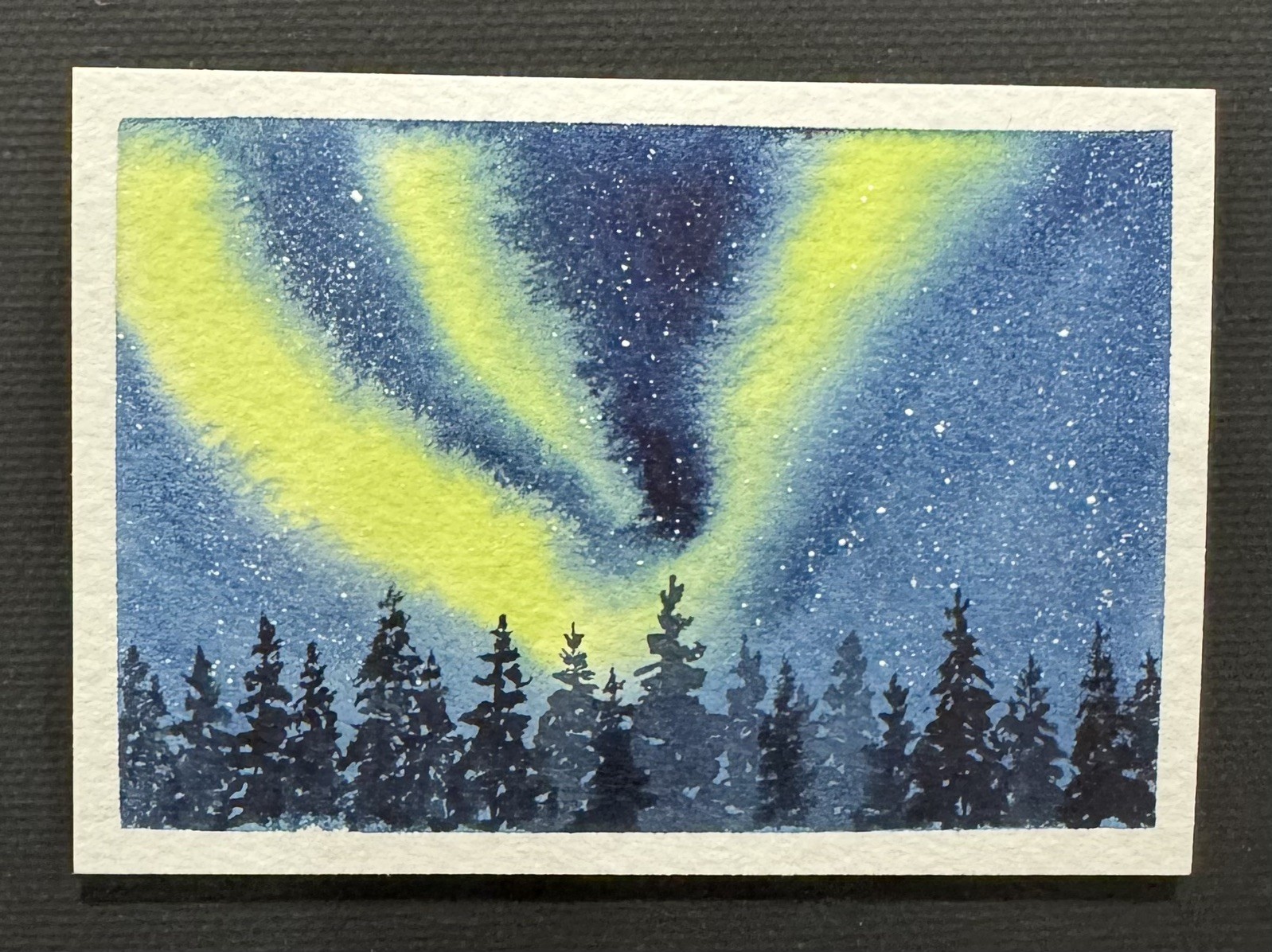 Original Watercolor ACEO Northern Light “Where the Sky Sings” signed/dated, OOAK Original Watercolor ACEO Northern Light “Where the Sky Sings” signed/dated, OOAK