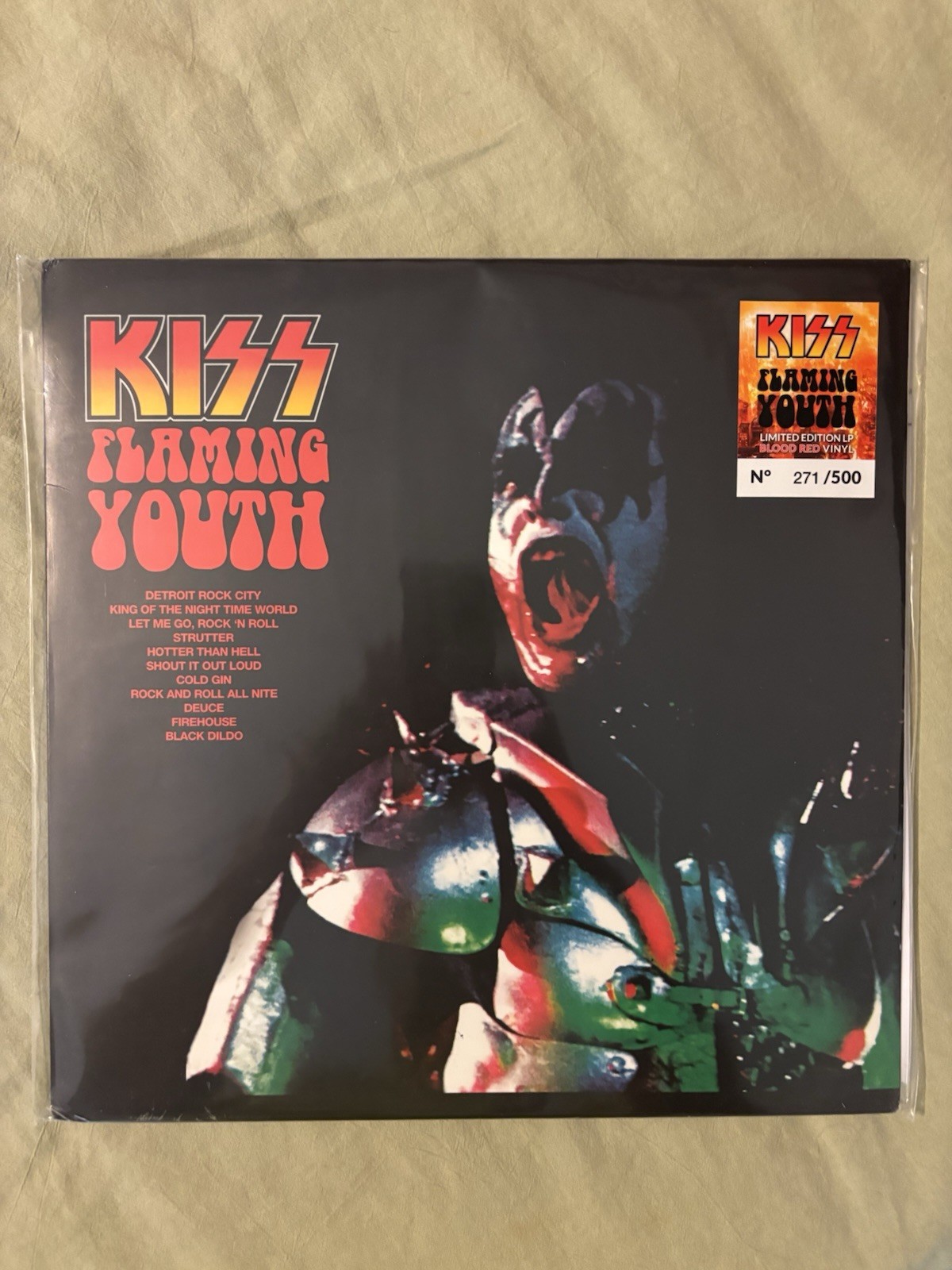 KISS “Flaming Youth Live Houston 1976 Blood Red Vinyl Unauthorized Copy 271/500 KISS “Flaming Youth Live Houston 1976 Blood Red Vinyl Unauthorized Copy 271/500